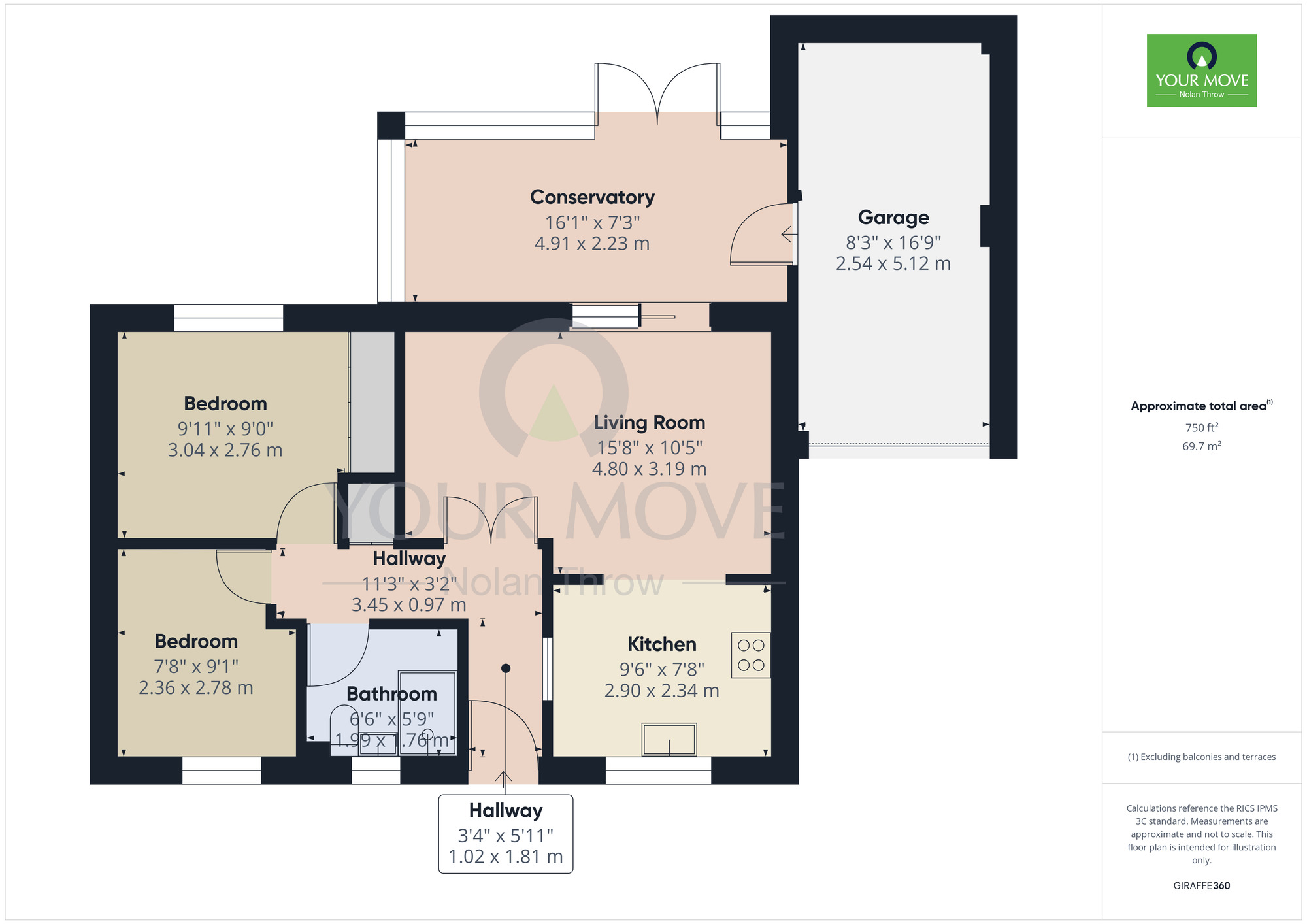 Floorplan of 2 bedroom Detached Bungalow for sale, William Road, Long Buckby, Northampton, NN6