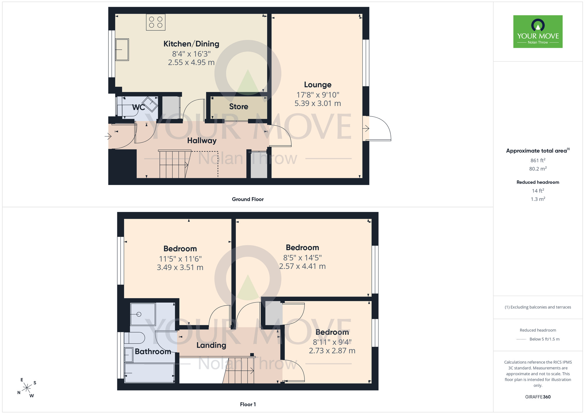 Floorplan of 3 bedroom Mid Terrace House to rent, Nether Jackson Court, Blackthorn, Northampton, NN3