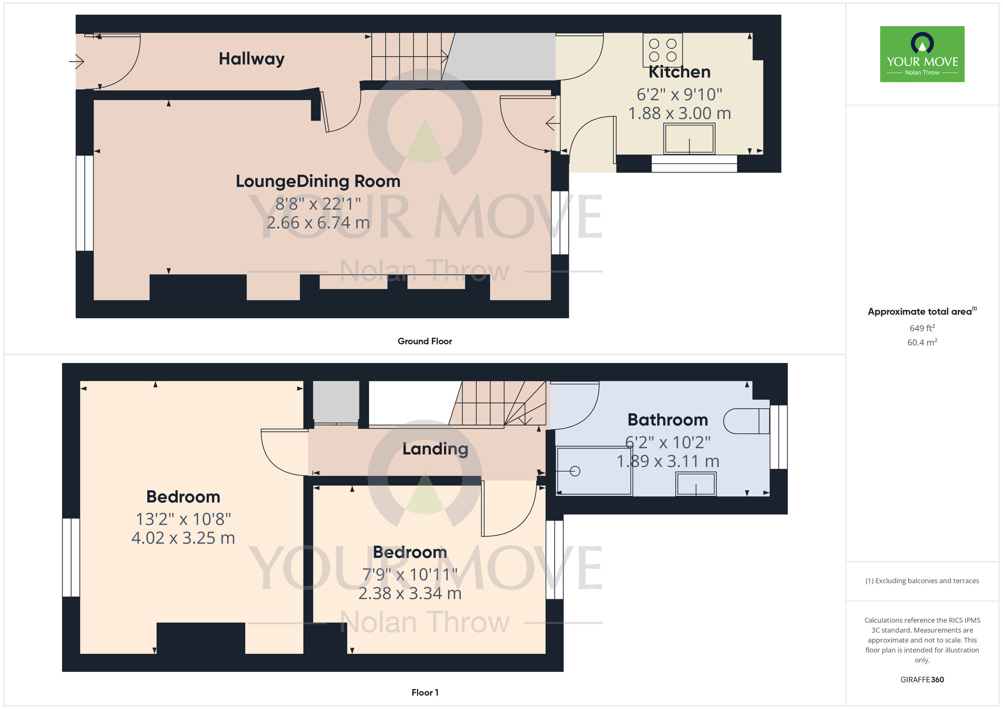 Floorplan of 2 bedroom Mid Terrace House to rent, Alcombe Road, The Mounts, Northampton, NN1