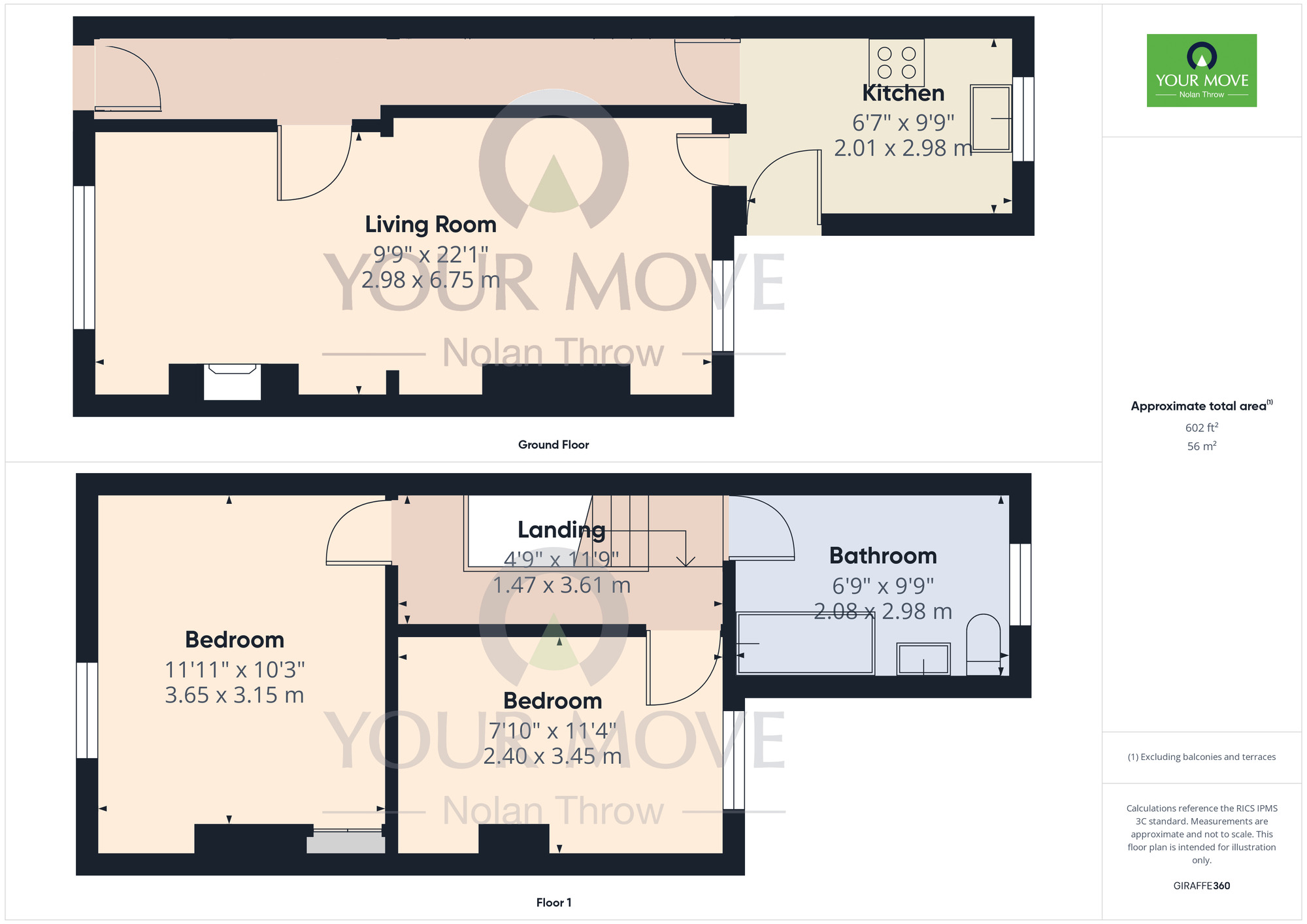 Floorplan of 2 bedroom Mid Terrace House to rent, Essex Street, Northampton, Northamptonshire, NN2