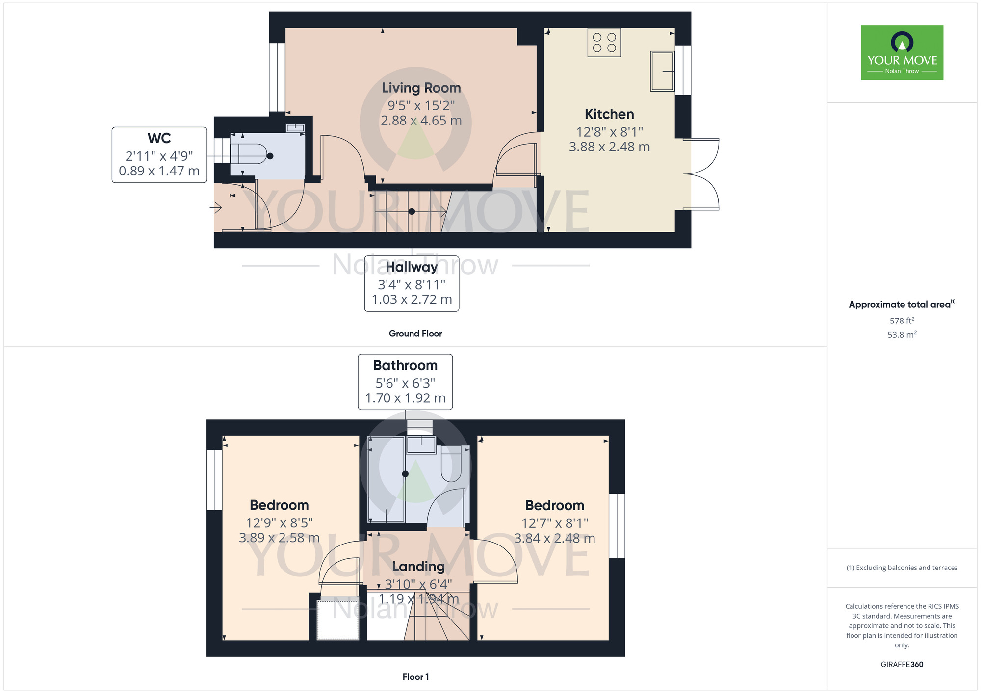 Floorplan of 2 bedroom Mid Terrace House for sale, Alwyn Close, Kingsthorpe, Northampton, Northamptonshire, NN2