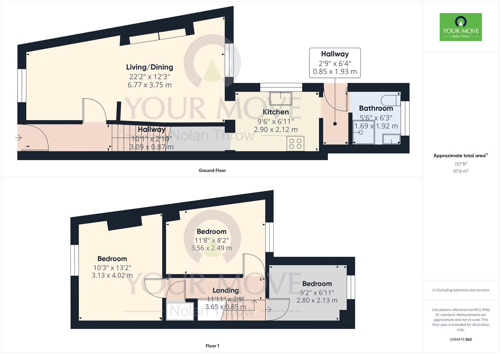 Floorplan of 3 bedroom Mid Terrace House to rent, Hunter Street, Northampton, Northamptonshire, NN1