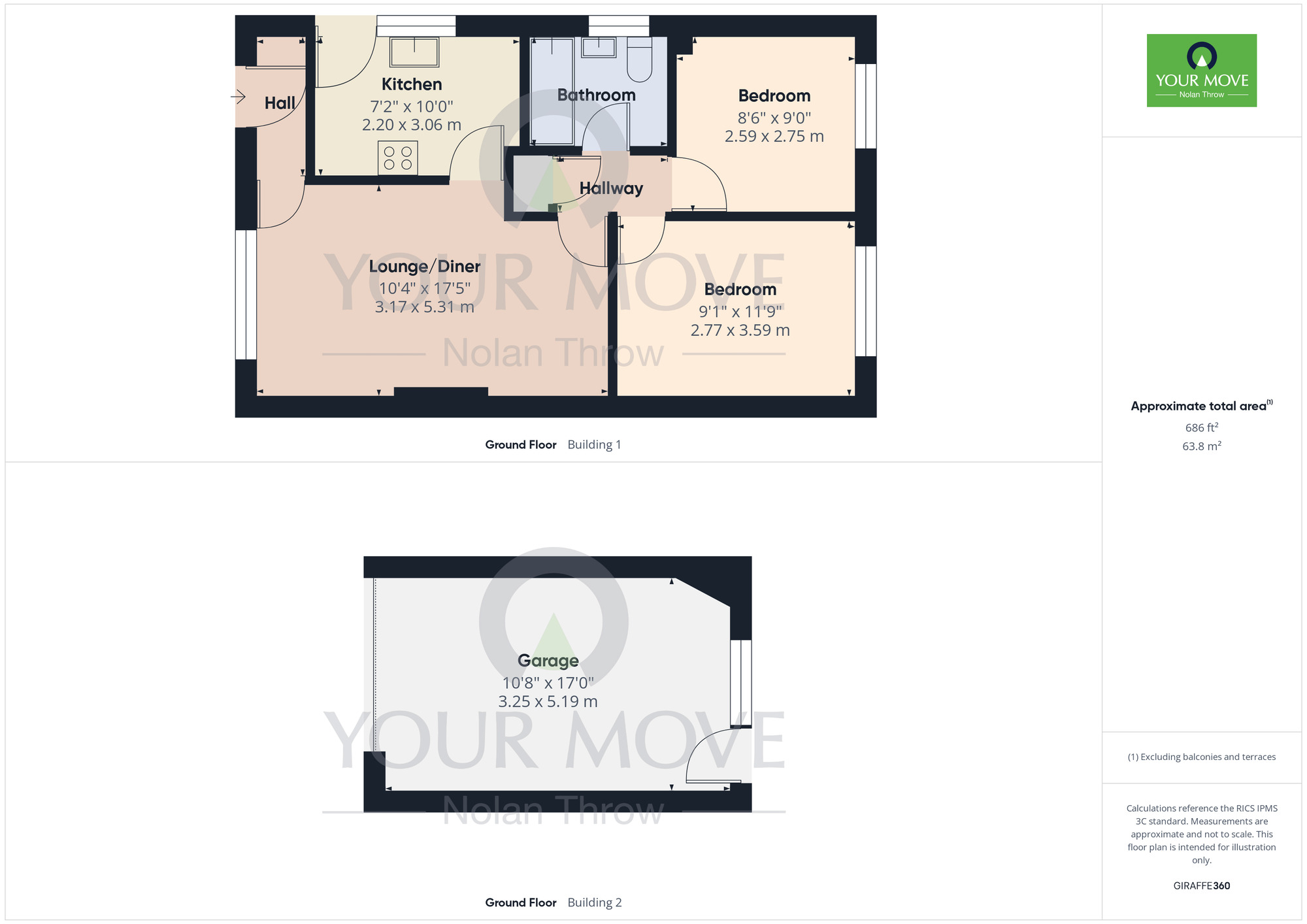 Floorplan of 2 bedroom Semi Detached Bungalow for sale, Ludlow Close, Southfields, Northampton, NN3