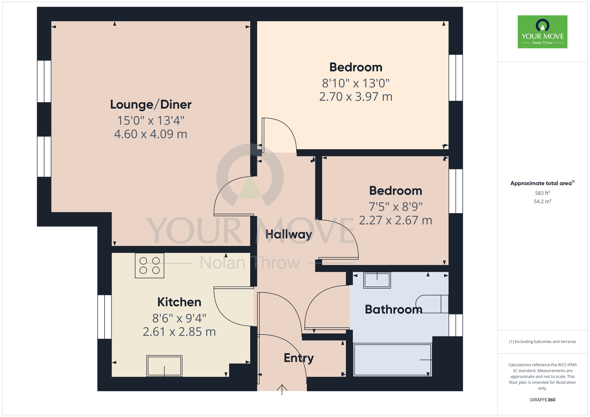 Floorplan of 2 bedroom  Flat for sale, Turners Gardens, Wootton, Northampton, NN4