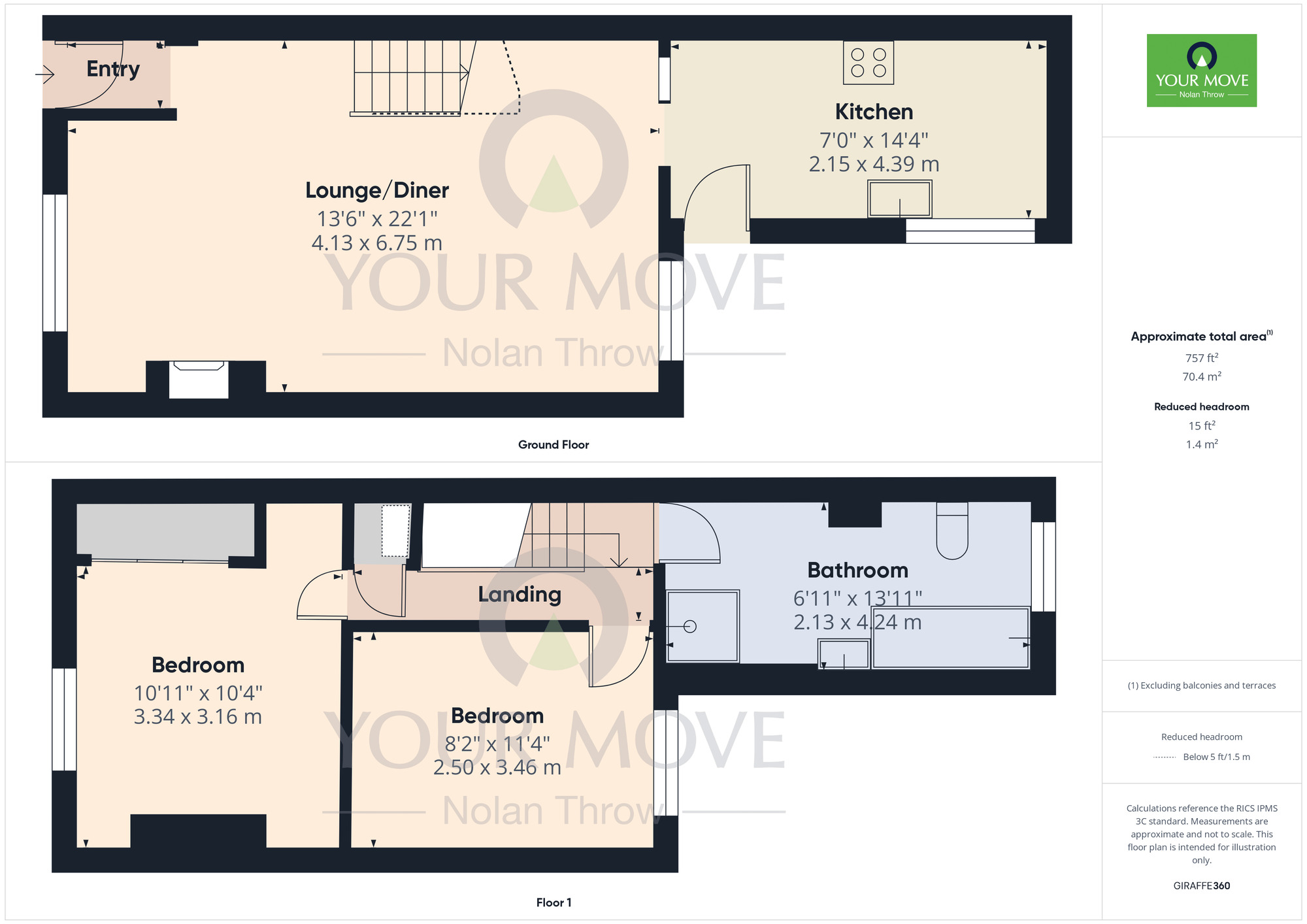 Floorplan of 2 bedroom Mid Terrace House to rent, Cloutsham Street, Northampton, Northamptonshire, NN1