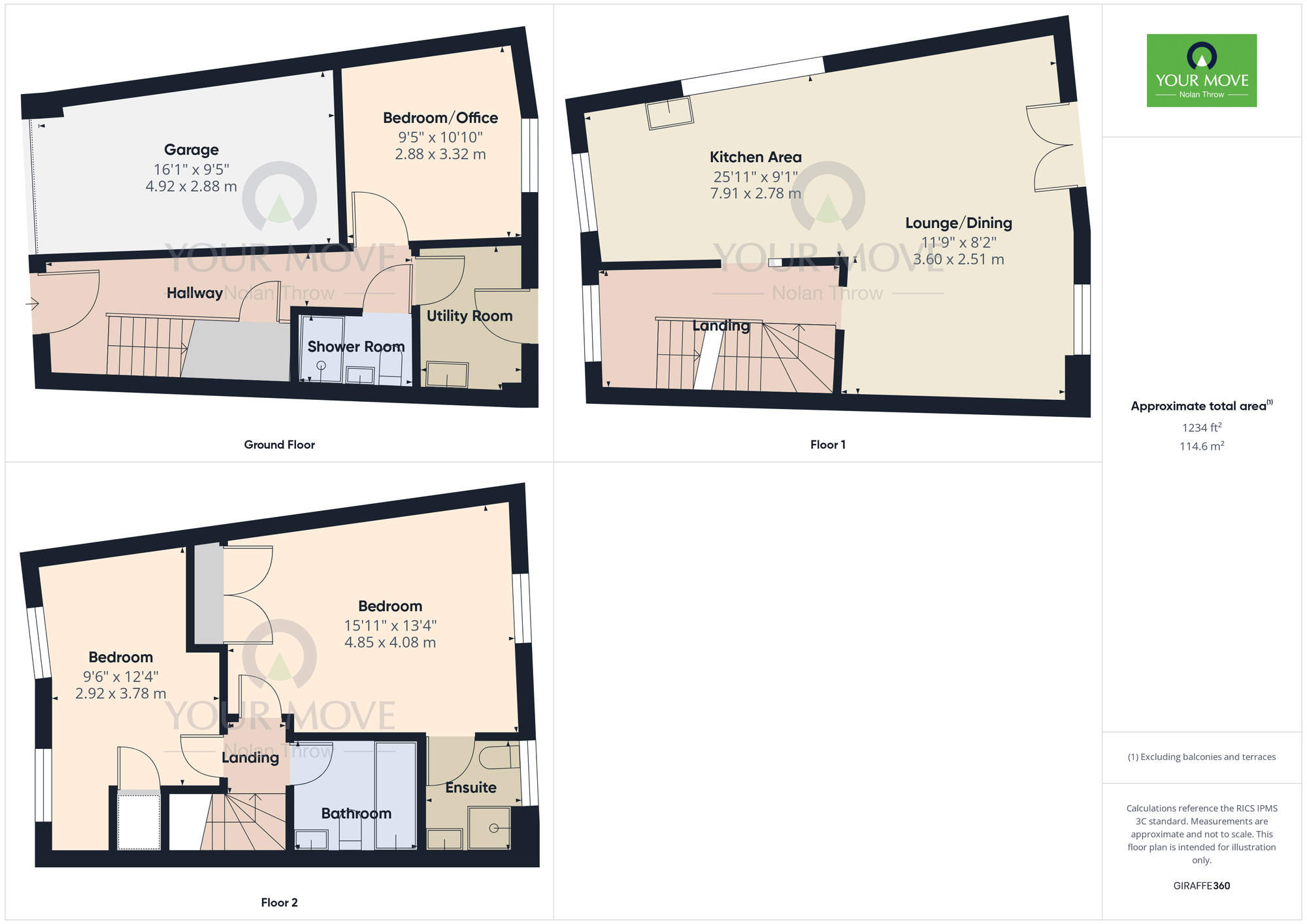 Floorplan of 3 bedroom Mid Terrace House for sale, Baines Way, Grange Park, Northampton, NN4