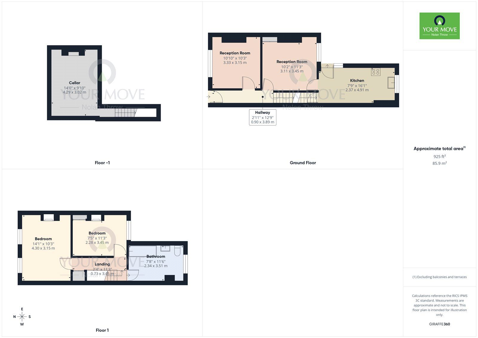 Floorplan of 3 bedroom Mid Terrace House to rent, Yelvertoft Road, Northampton, Northamptonshire, NN2