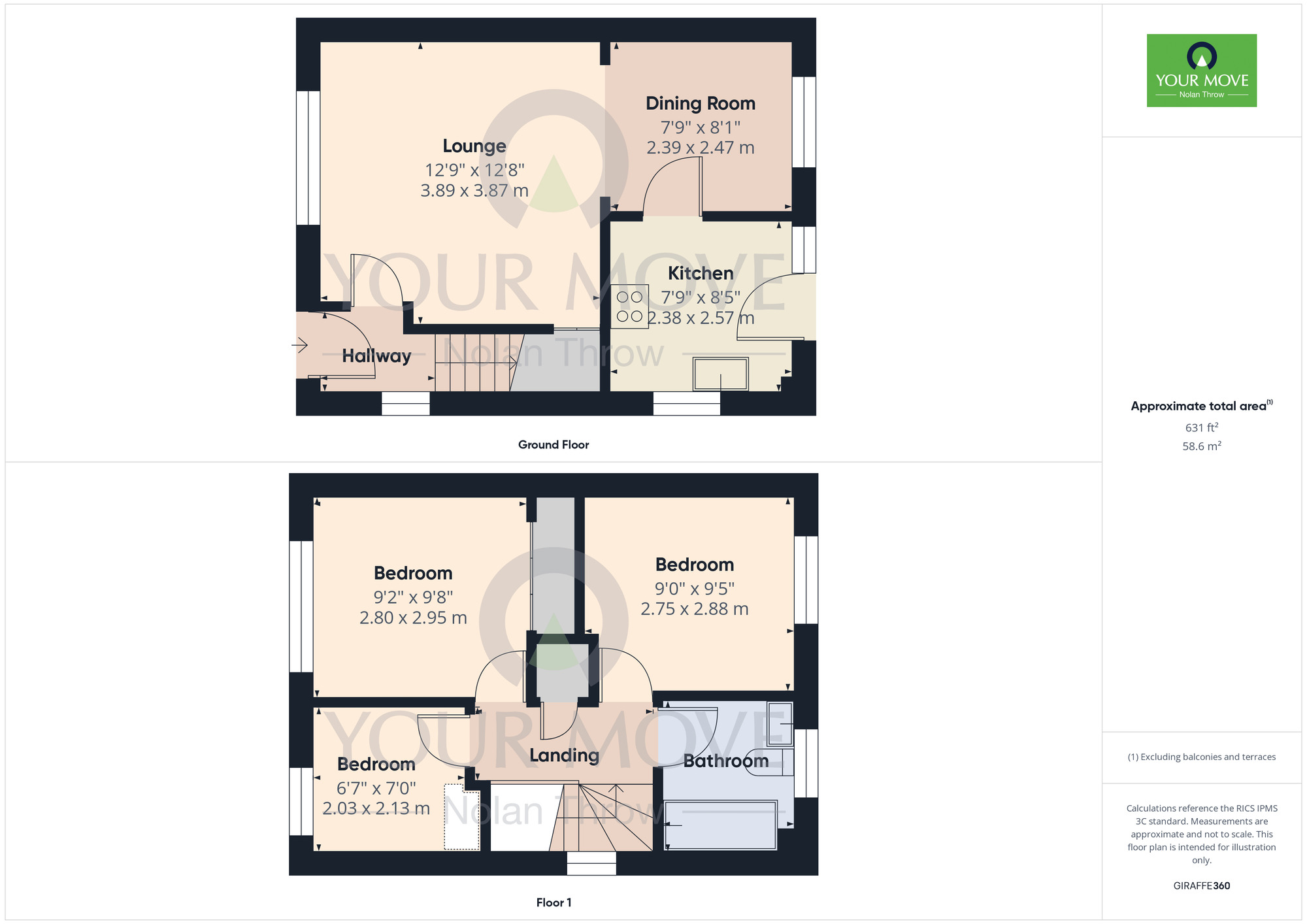 Floorplan of 3 bedroom Semi Detached House for sale, Wilford Avenue, Wakes Meadow, Northampton, NN3
