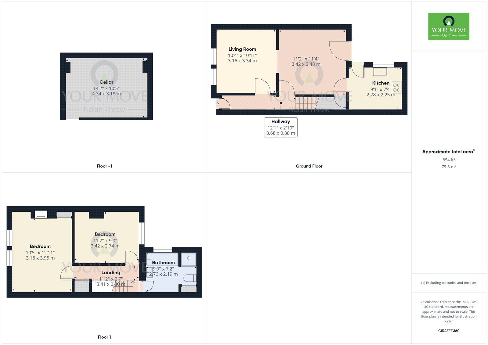 Floorplan of 2 bedroom Mid Terrace House to rent, Dunster Street, Northampton, Northamptonshire, NN1