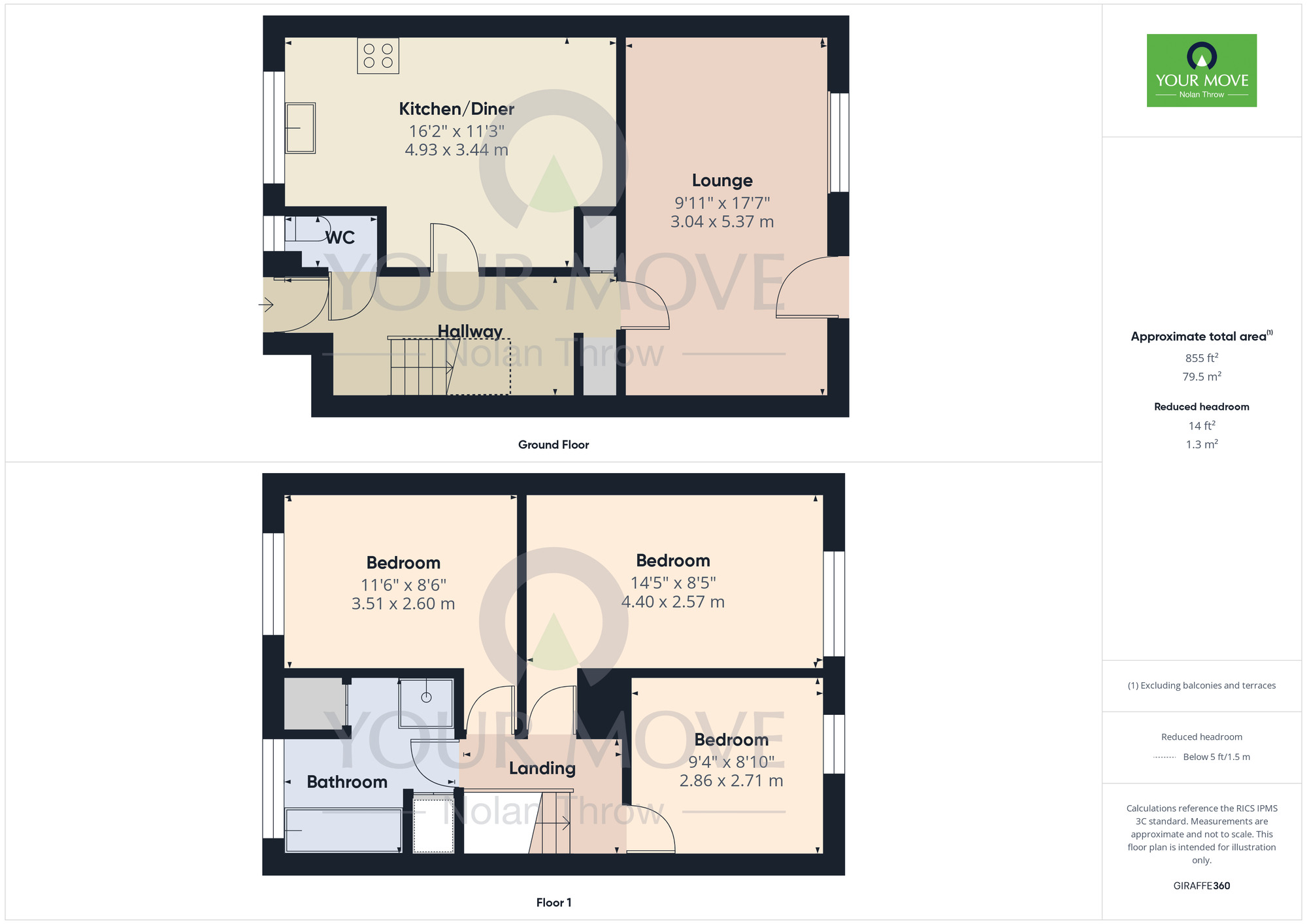 Floorplan of 3 bedroom Mid Terrace House for sale, Maidencastle, Blackthorn, Northampton, NN3
