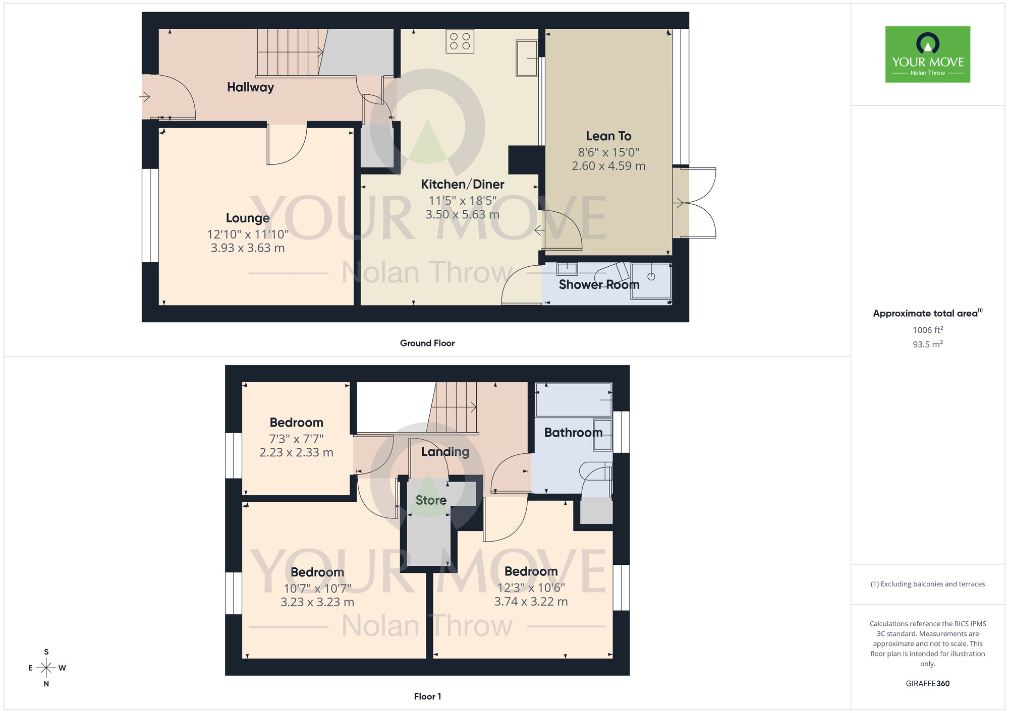 Floorplan of 3 bedroom Mid Terrace House to rent, Arbour Court, Lumbertubs, Northampton, NN3