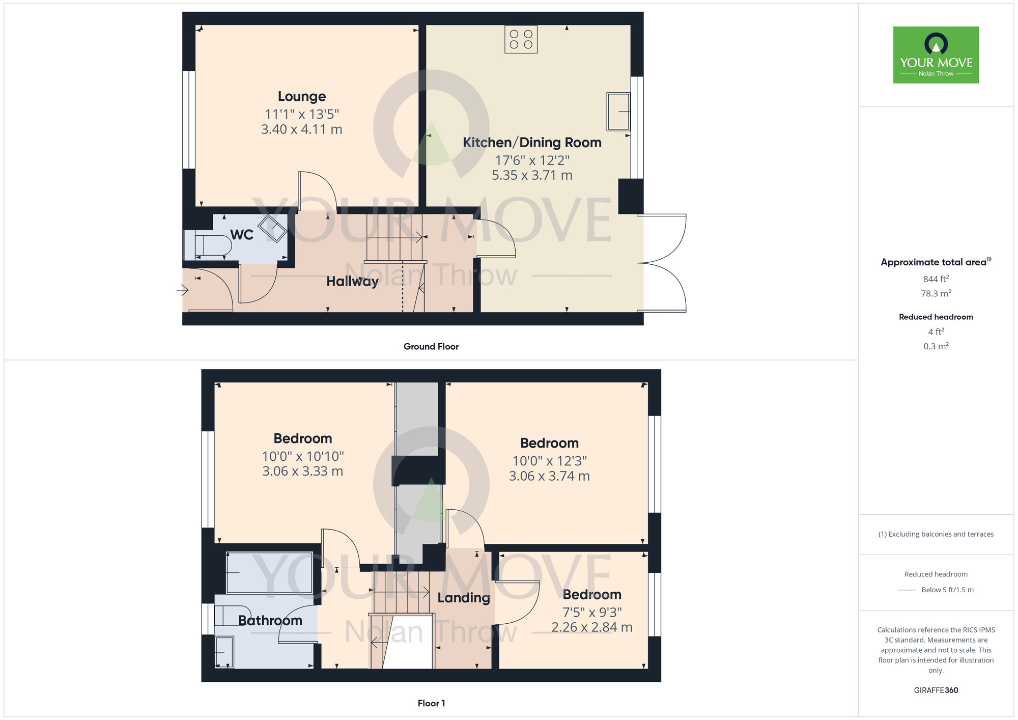 Floorplan of 3 bedroom Mid Terrace House for sale, Crowthorp Road, Rectory Farm, Northampton, NN3
