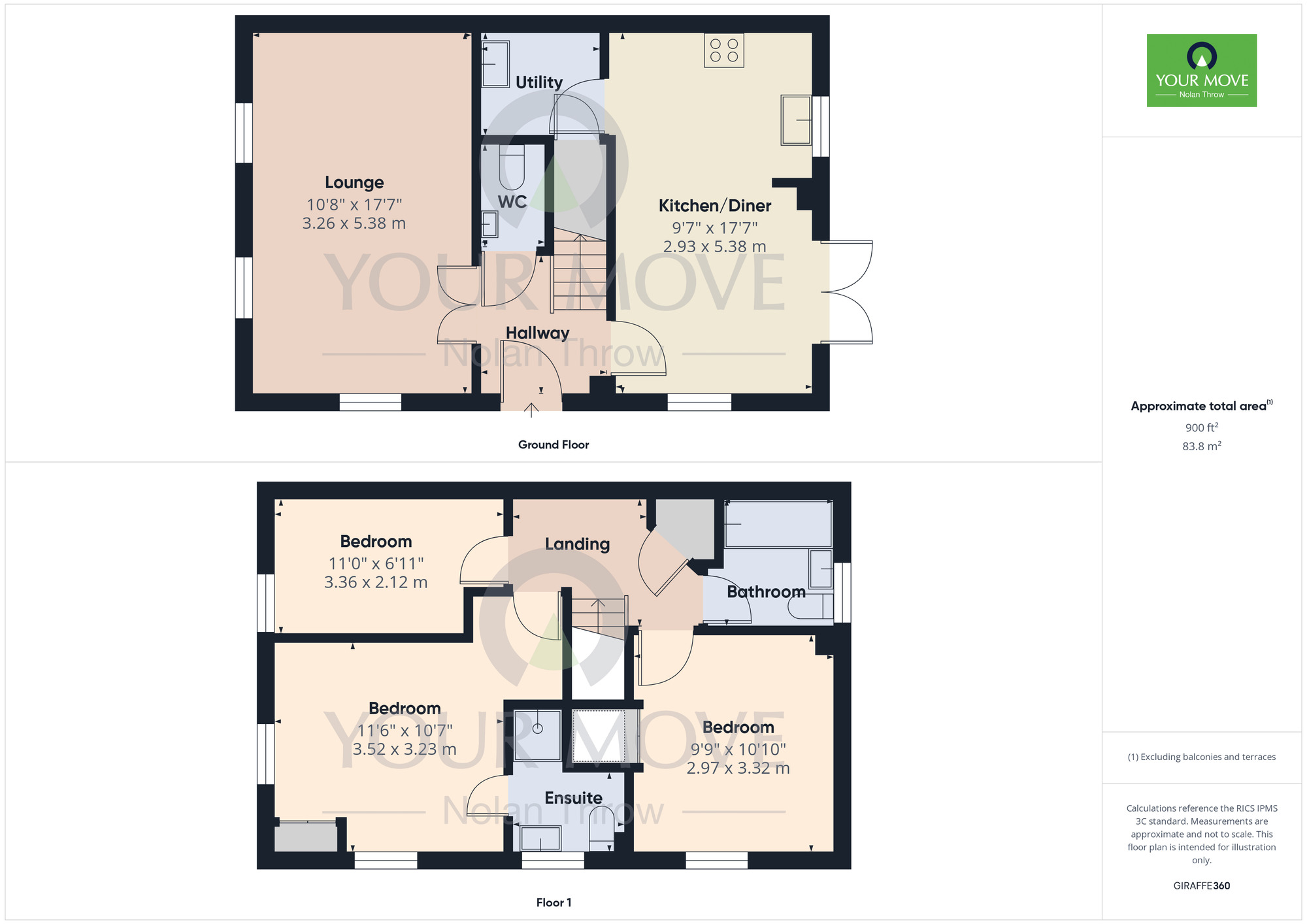 Floorplan of 3 bedroom Semi Detached House for sale, Gladiator Close, Wootton, Northamptonshire, NN4