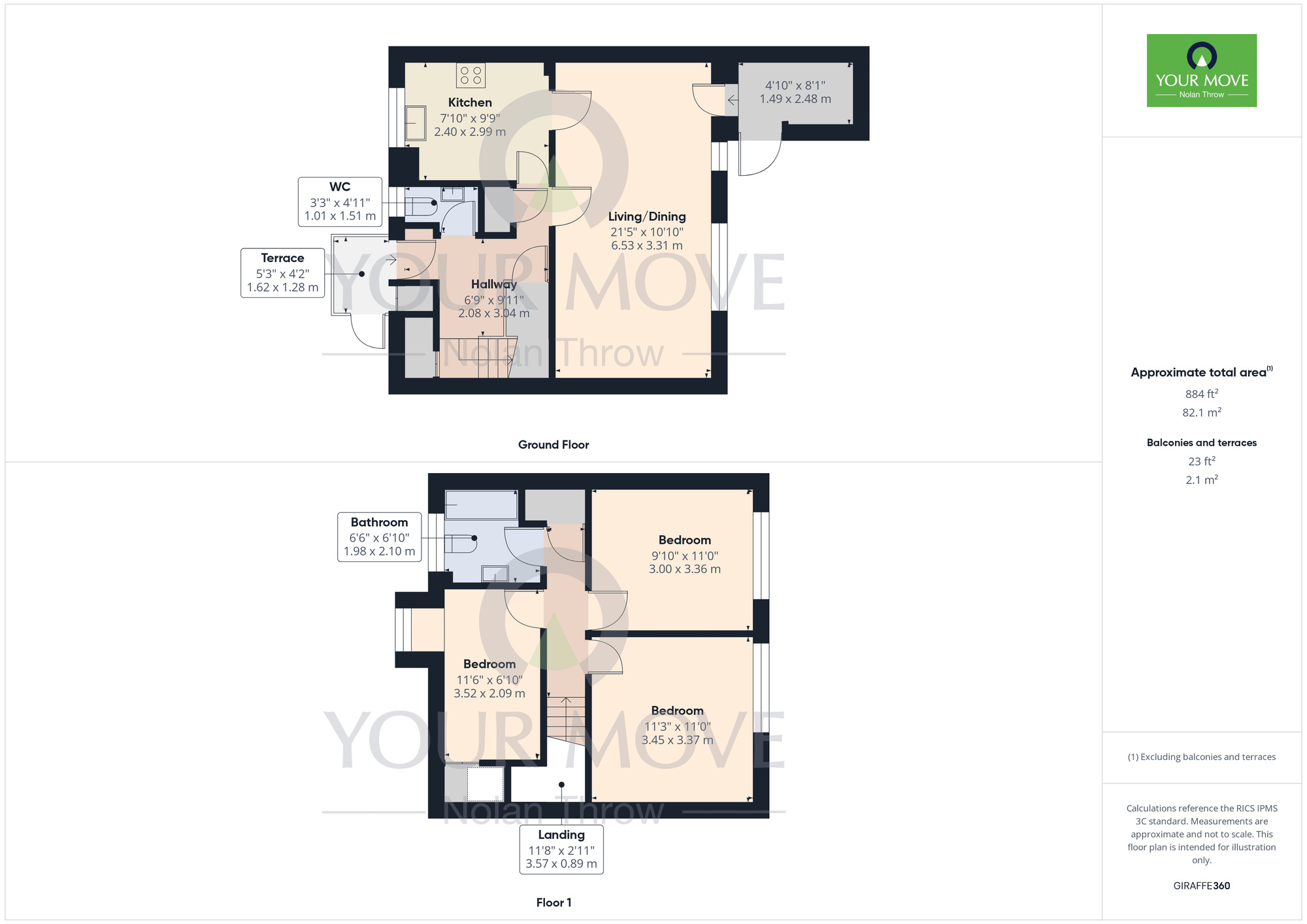Floorplan of 3 bedroom End Terrace House for sale, Crane Walk, Thorplands Brook, Northampton, NN3