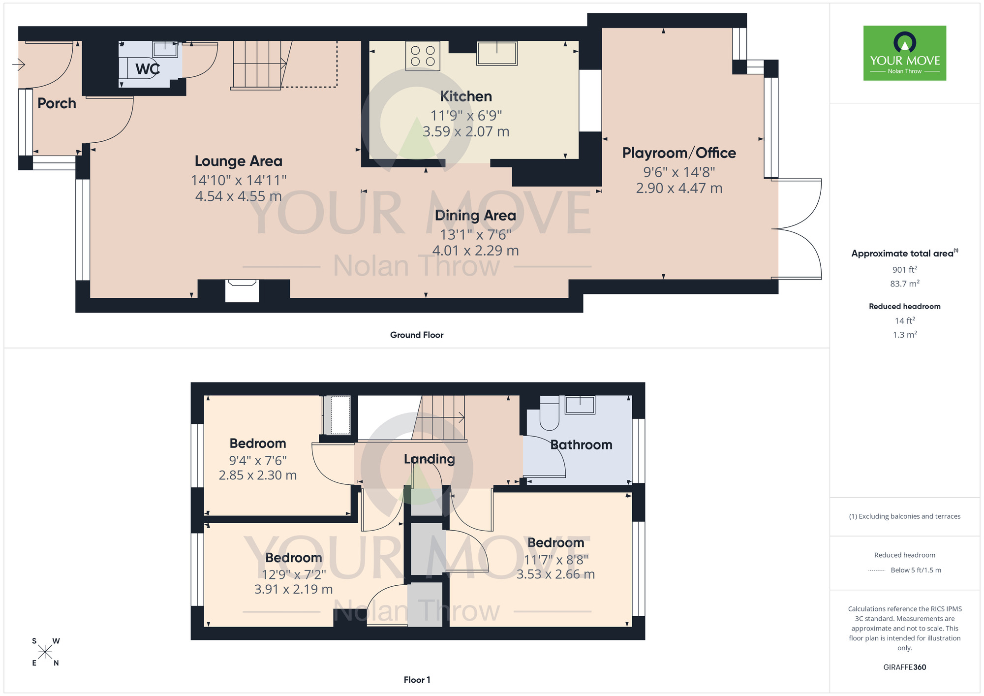 Floorplan of 3 bedroom Mid Terrace House for sale, Grasscroft, Kingsthorpe, Northampton, NN2