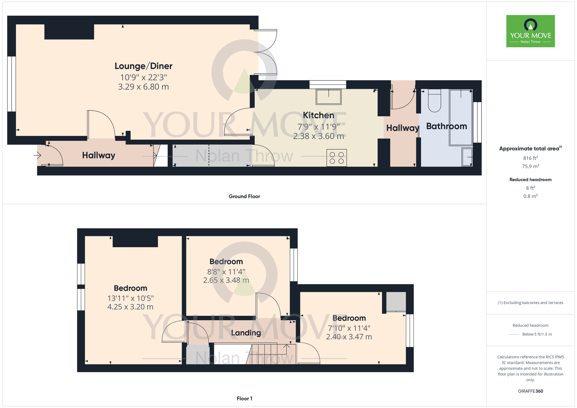 Floorplan of 3 bedroom Mid Terrace House to rent, Southampton Road, Far Cotton, Northampton, NN4