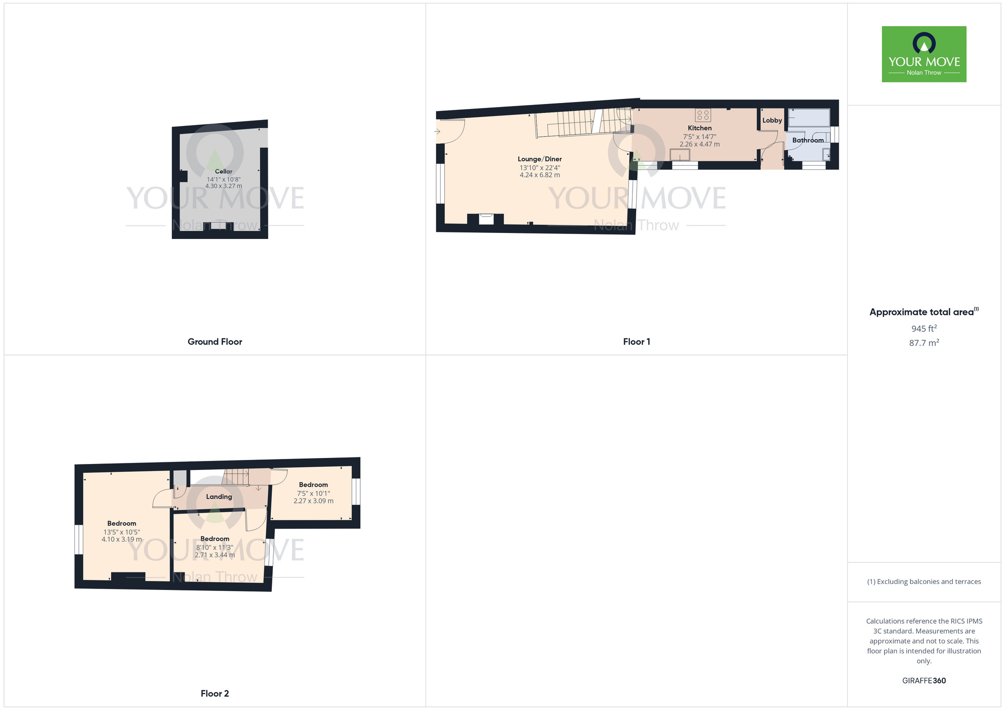 Floorplan of 3 bedroom Mid Terrace House to rent, Northcote Street, Northampton, Northamptonshire, NN2