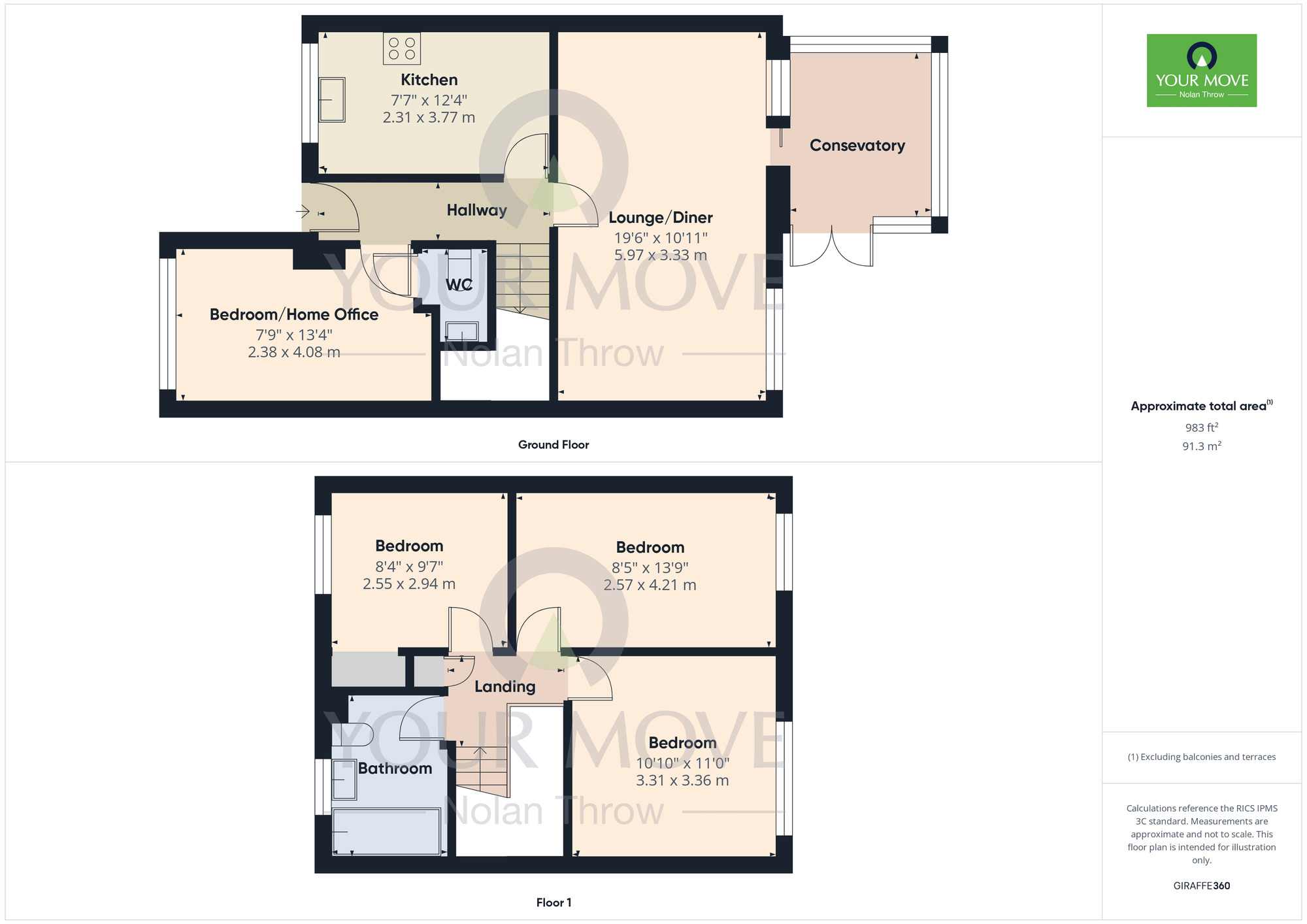Floorplan of 3 bedroom Detached House for sale, Wardlow Close, West Hunsbury, Northampton, NN4