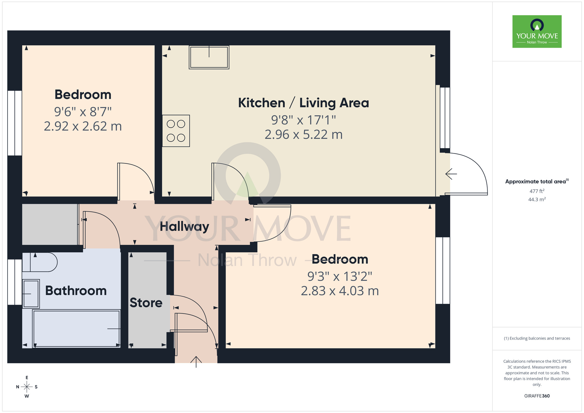 Floorplan of 2 bedroom Flat to rent, Arbour View Court, Thorplands, Northampton, NN3