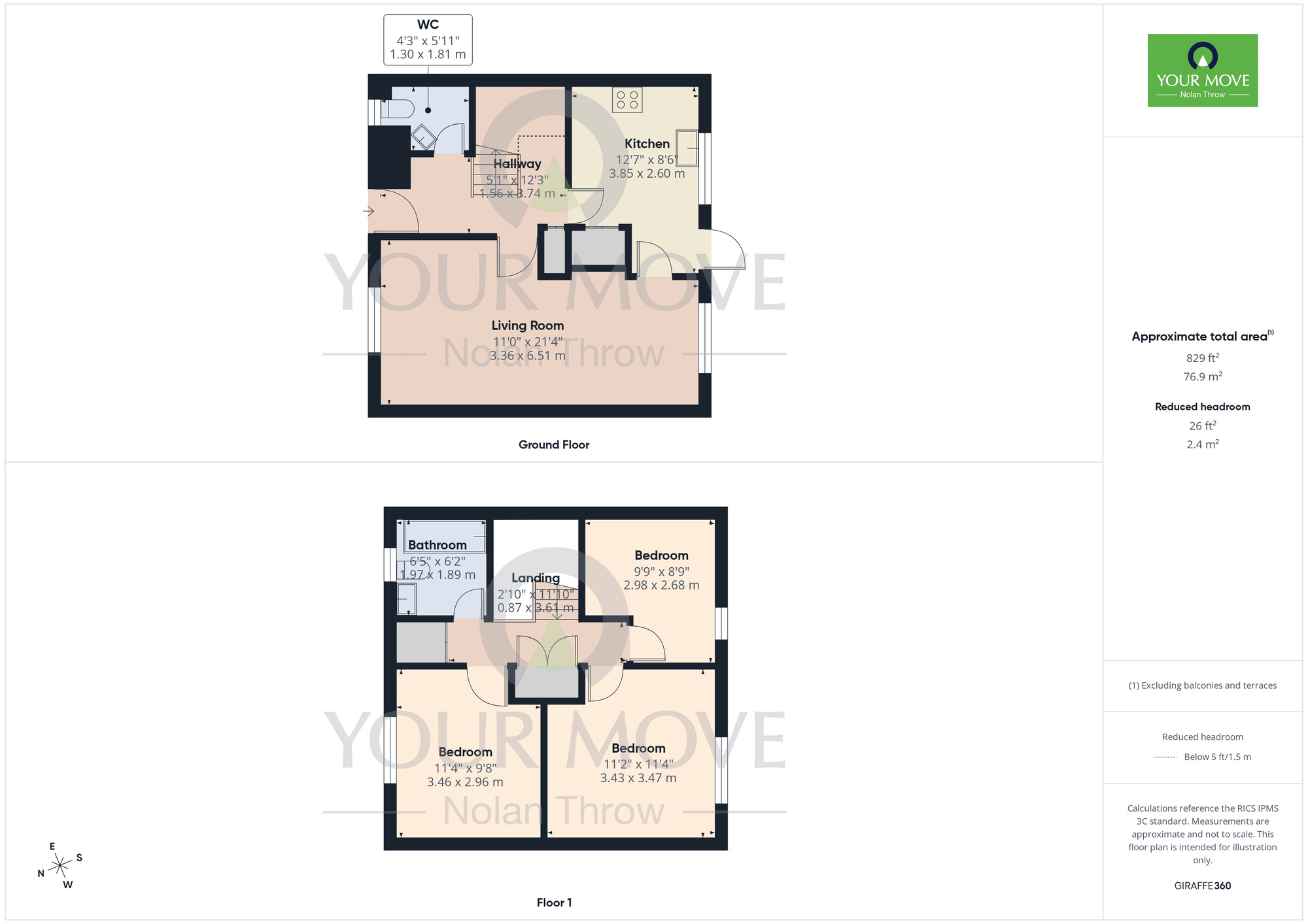 Floorplan of 3 bedroom Mid Terrace House for sale, Medellin Hill, Southfields, Northampton, NN3