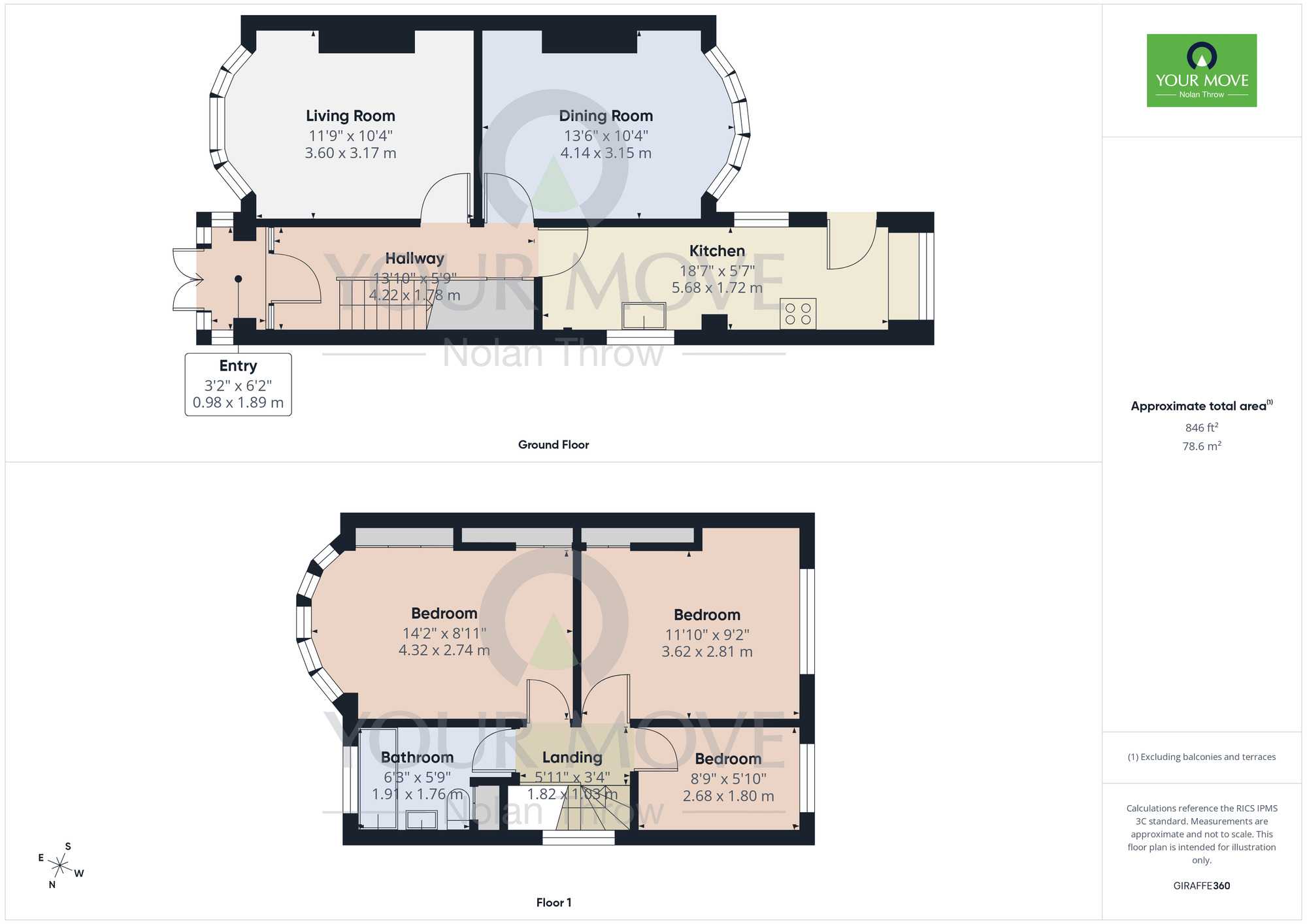 Floorplan of 3 bedroom Semi Detached House to rent, The Headlands, Northampton, Northamptonshire, NN3