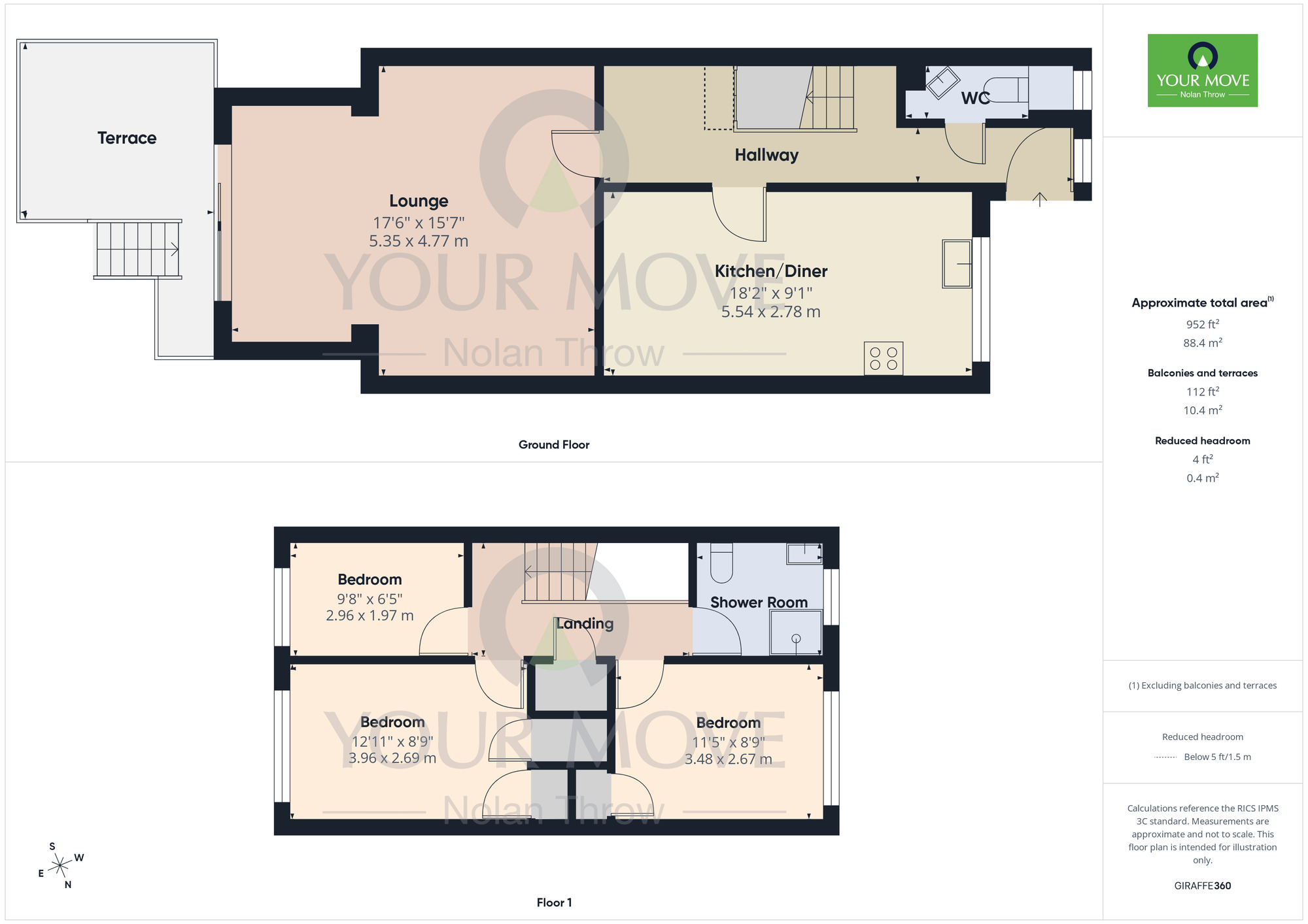 Floorplan of 3 bedroom Mid Terrace House for sale, Burrows Court, Lumbertubs, Northampton, NN3