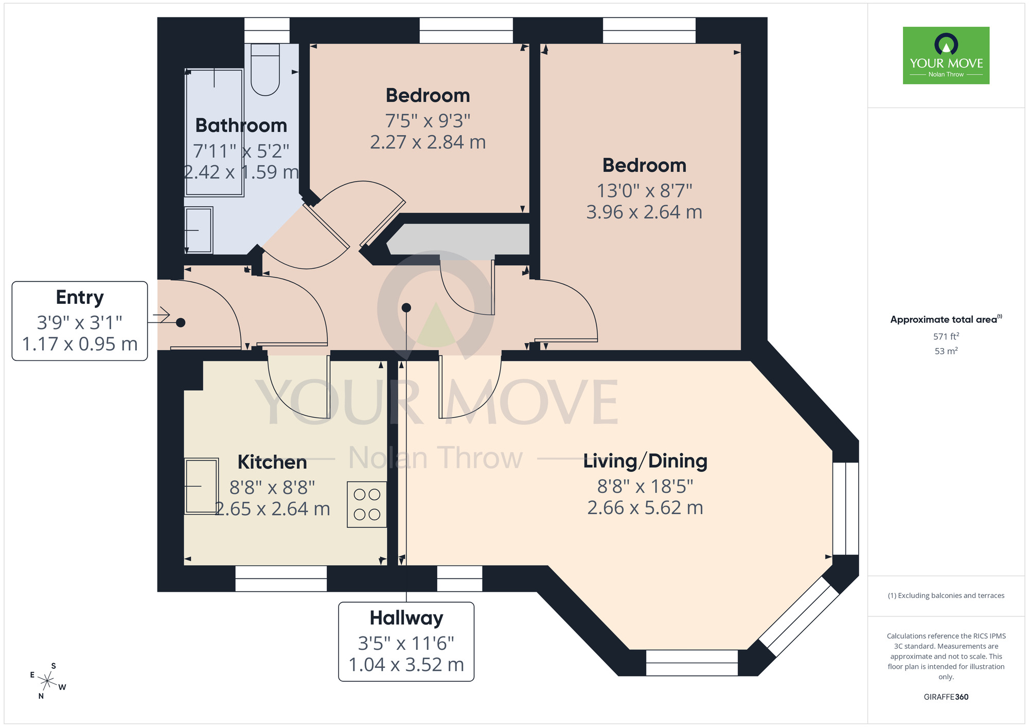 Floorplan of 2 bedroom  Flat for sale, Wildacre Drive, Northampton, Northamptonshire, NN3