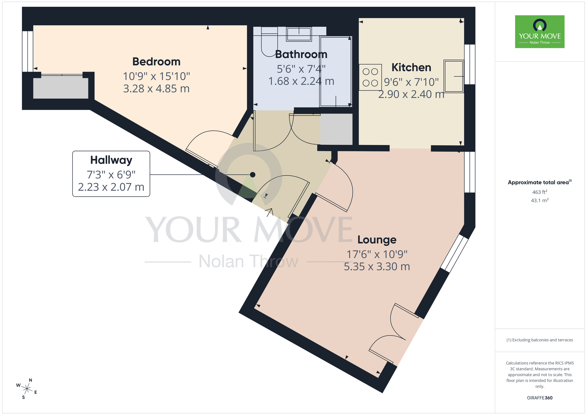 Floorplan of 1 bedroom Flat for sale, Johnson Court, Northampton, Northamptonshire, NN4