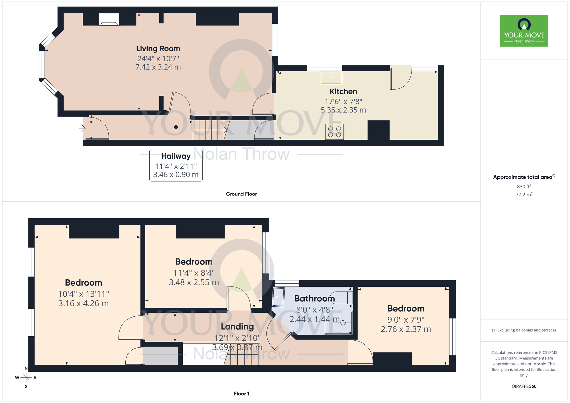 Floorplan of 3 bedroom House to rent, Wycliffe Road, Abington, Northamptonshire, NN1