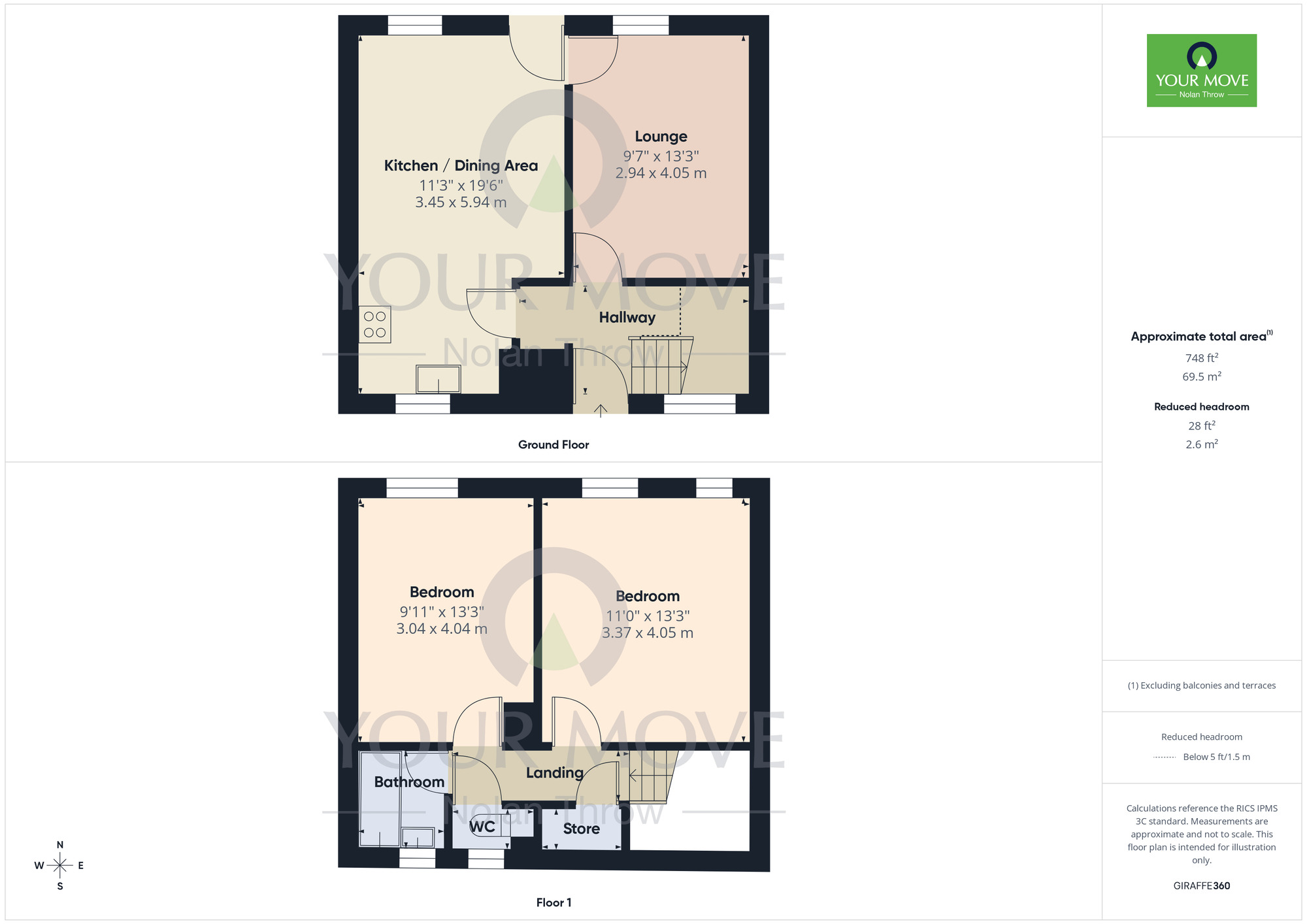 Floorplan of 2 bedroom End Terrace House for sale, Cissbury Road, Briar Hill, Northamptonshire, NN4