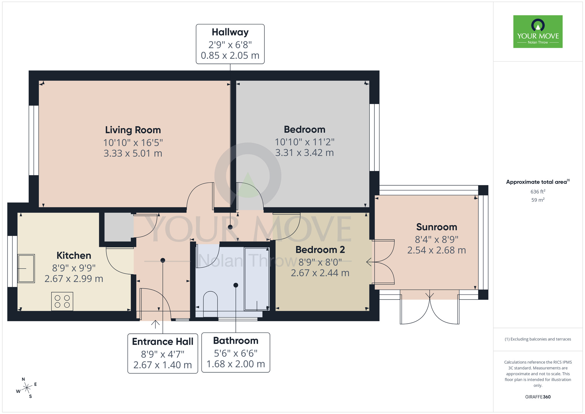 Floorplan of 2 bedroom Semi Detached Bungalow for sale, De-Ferneus Drive, Raunds, Northamptonshire, NN9