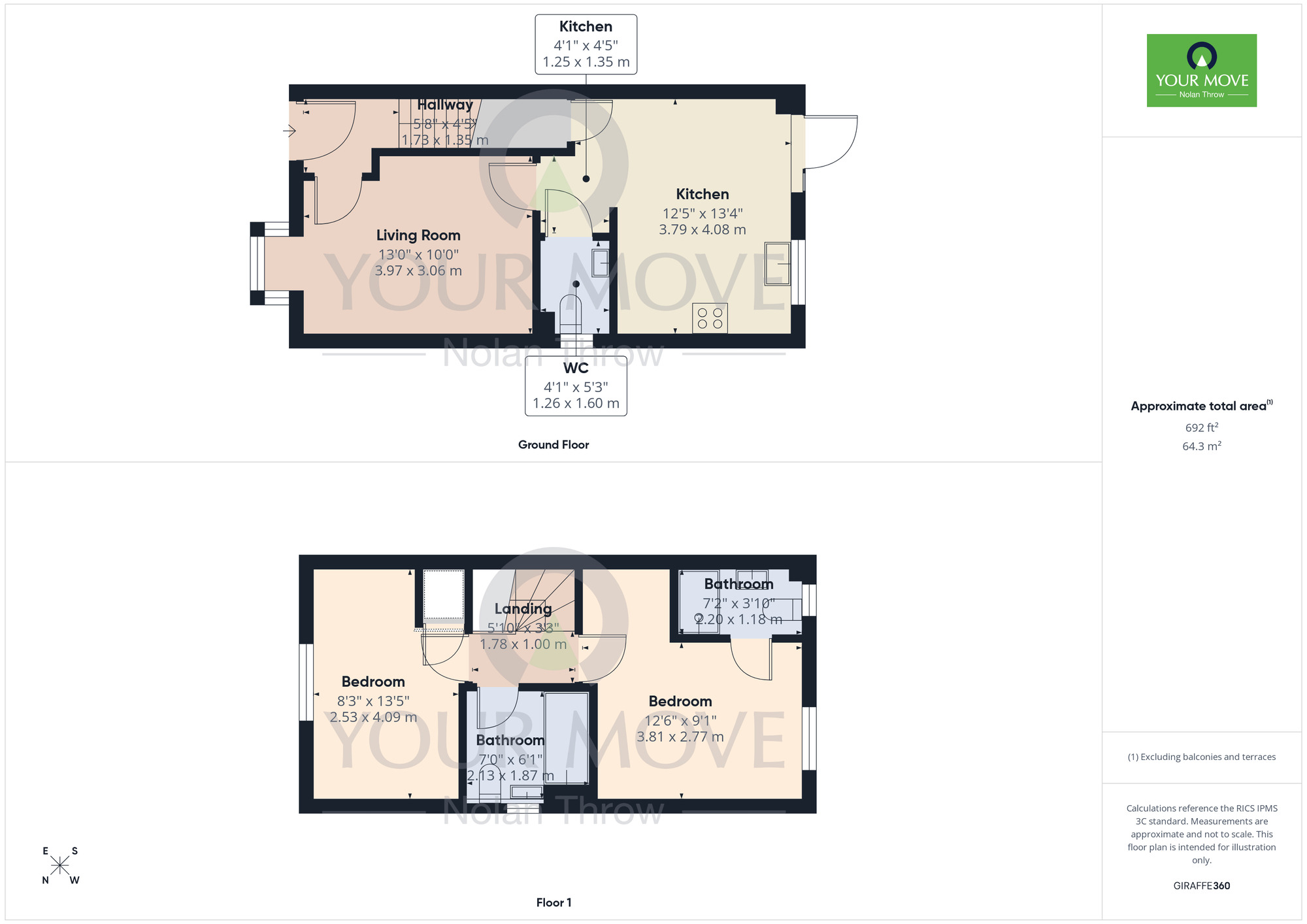 Floorplan of 2 bedroom Semi Detached House for sale, Marsh Harrier Way, Wootton, Northamptonshire, NN4