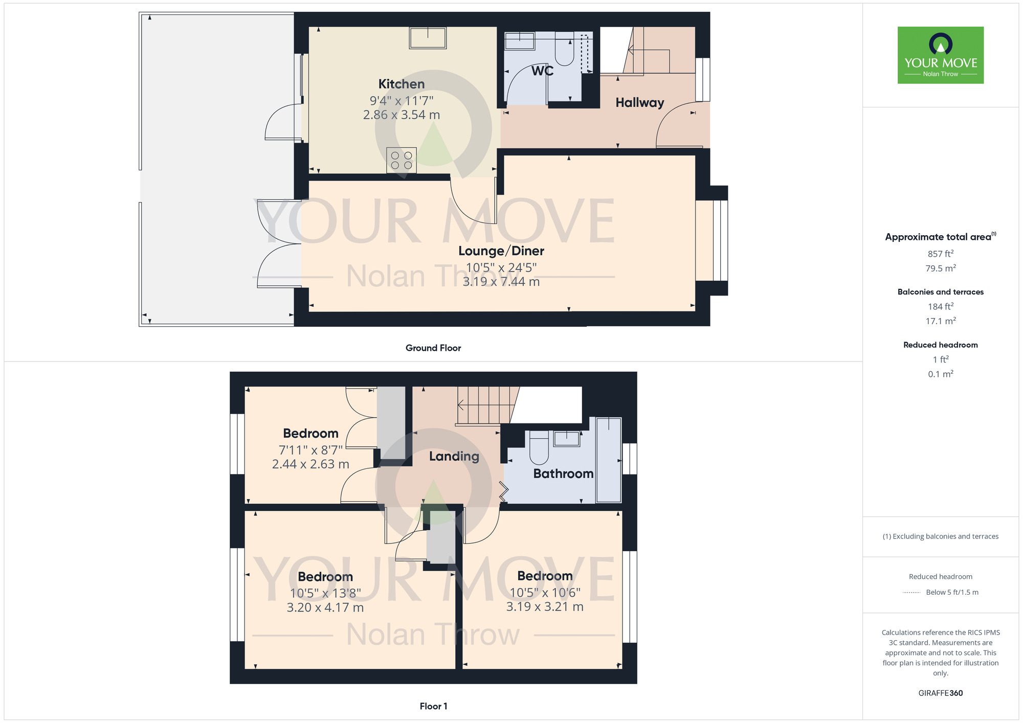 Floorplan of 3 bedroom Mid Terrace House to rent, Stockmead Road, Northampton, Northamptonshire, NN3