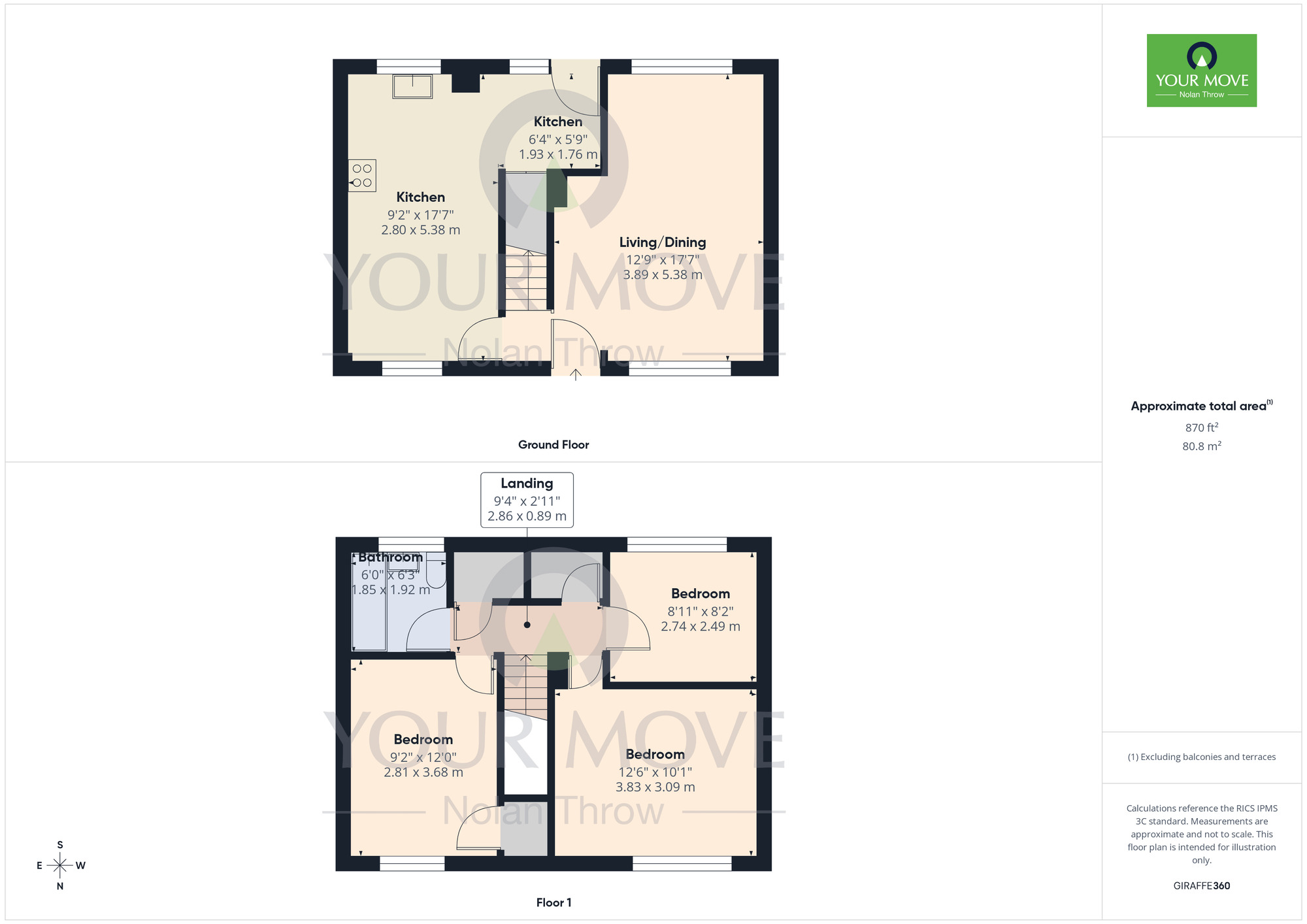 Floorplan of 3 bedroom Mid Terrace House for sale, Lasham Court, Bellinge, Northampton, NN3