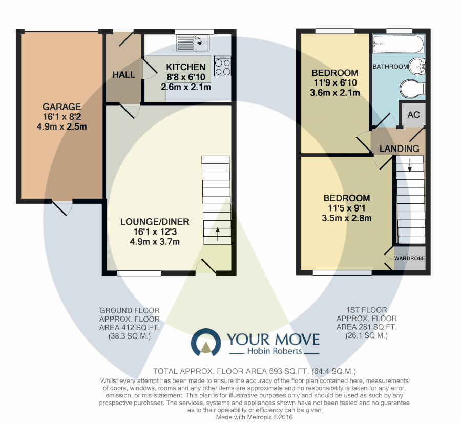 Floorplan of 2 bedroom Semi Detached House for sale, Gresham Drive, Northampton, Northamptonshire, NN4