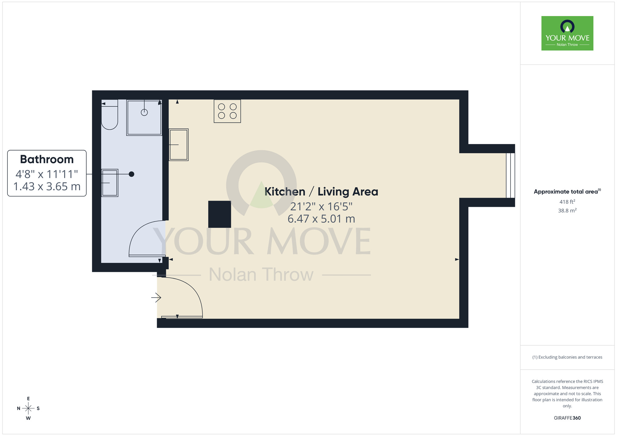 Floorplan of 1 bedroom Flat to rent, Gold Street, Northampton, Northamptonshire, NN1