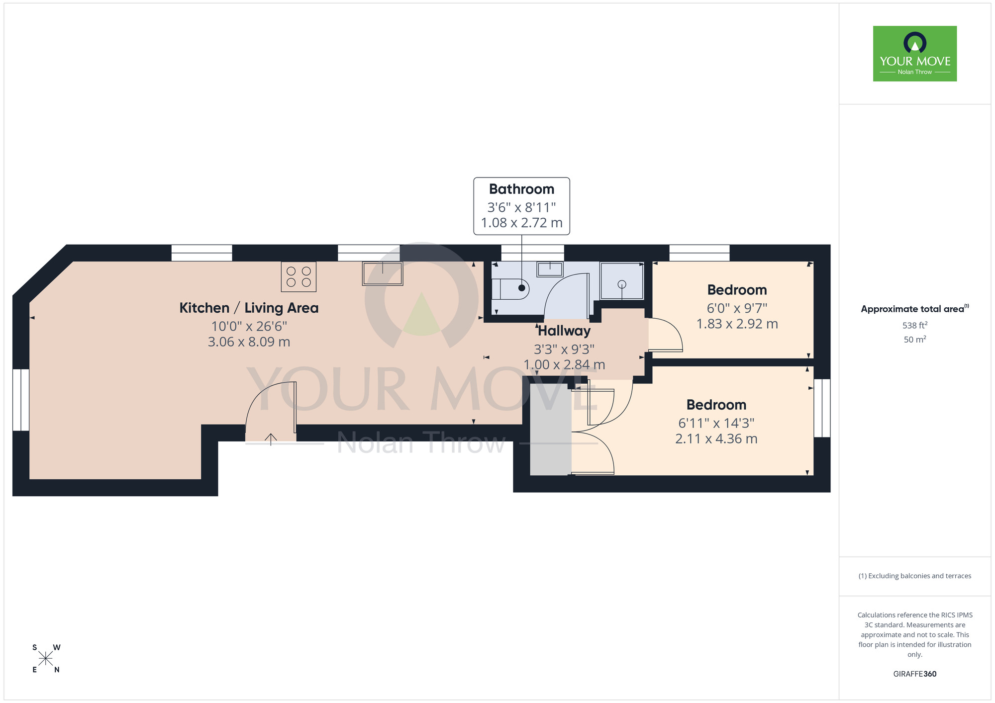 Floorplan of 2 bedroom Flat to rent, Oak Street, Northampton, Northamptonshire, NN1