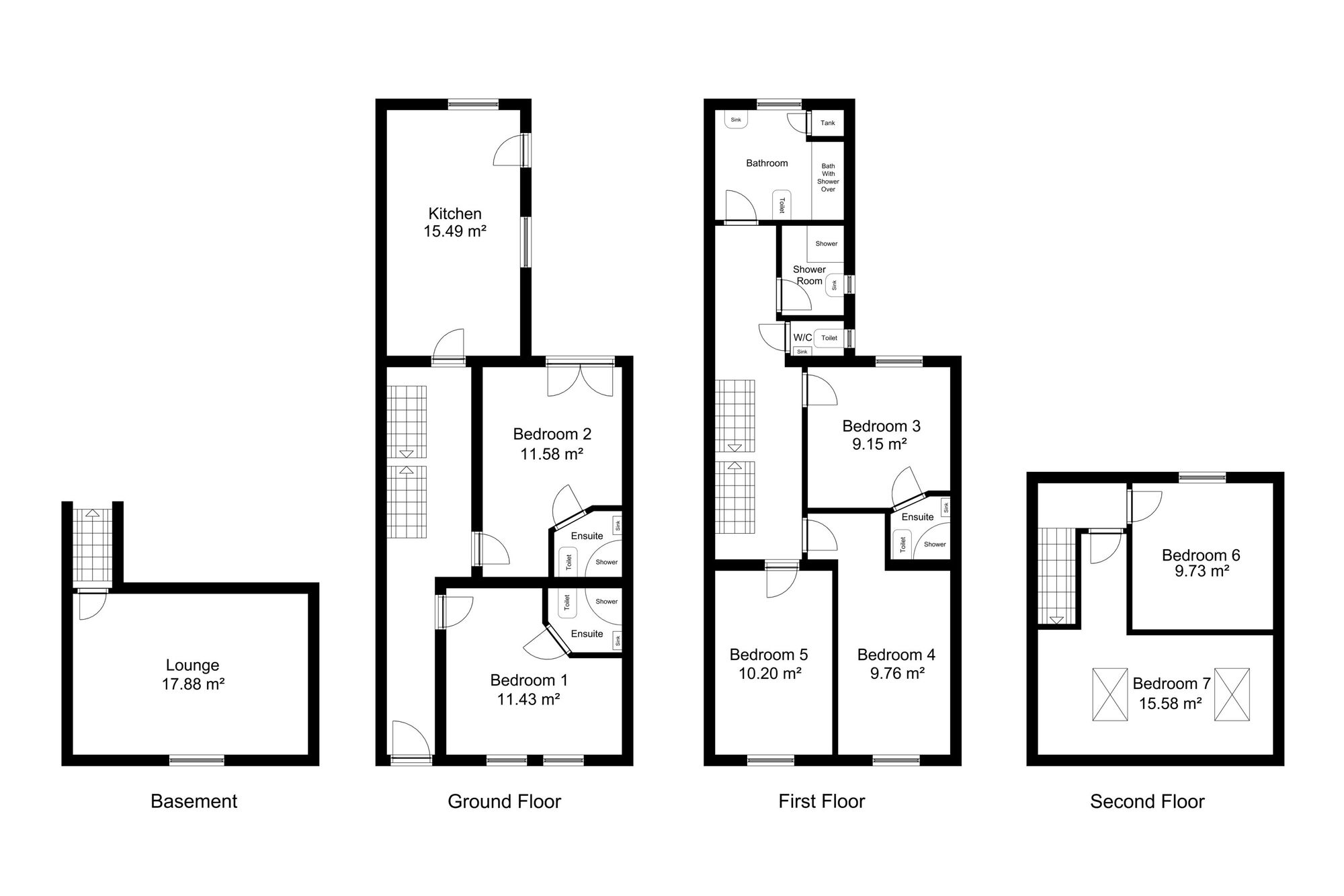 Floorplan of 7 bedroom End Terrace House for sale, St. Pauls Road, Northampton, Northamptonshire, NN2