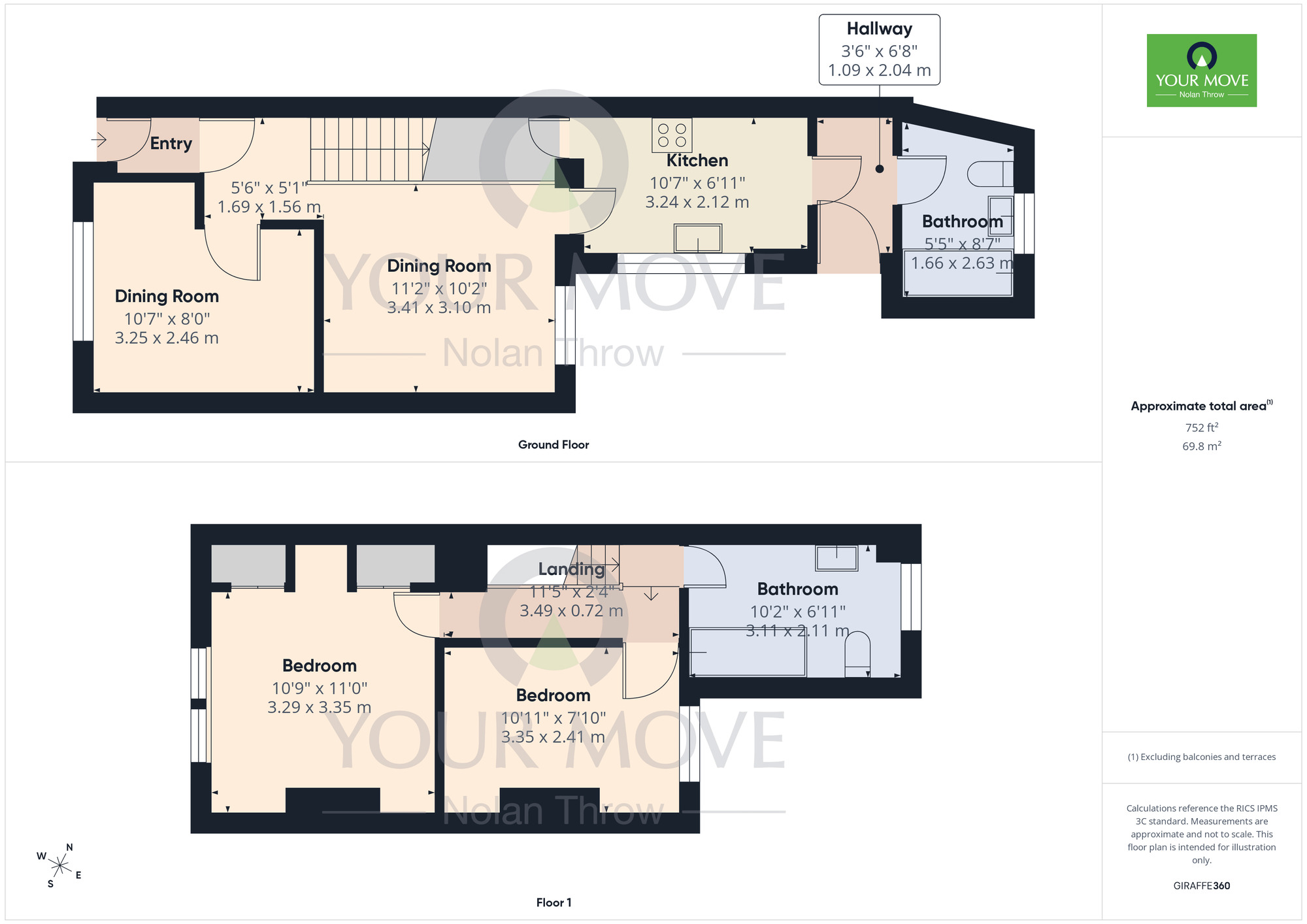 Floorplan of 2 bedroom Mid Terrace House to rent, Leslie Road, Northampton, Northamptonshire, NN2