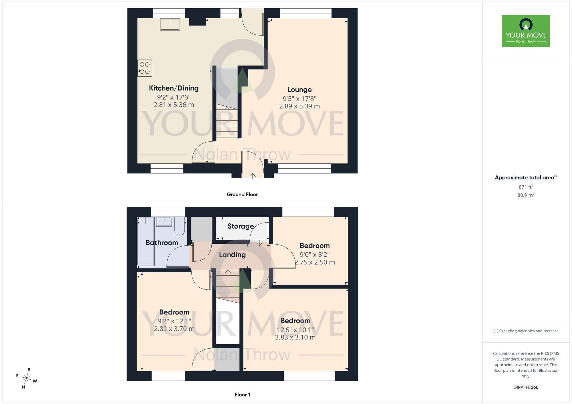 Floorplan of 3 bedroom End Terrace House to rent, Lasham Court, Bellinge, Northampton, NN3