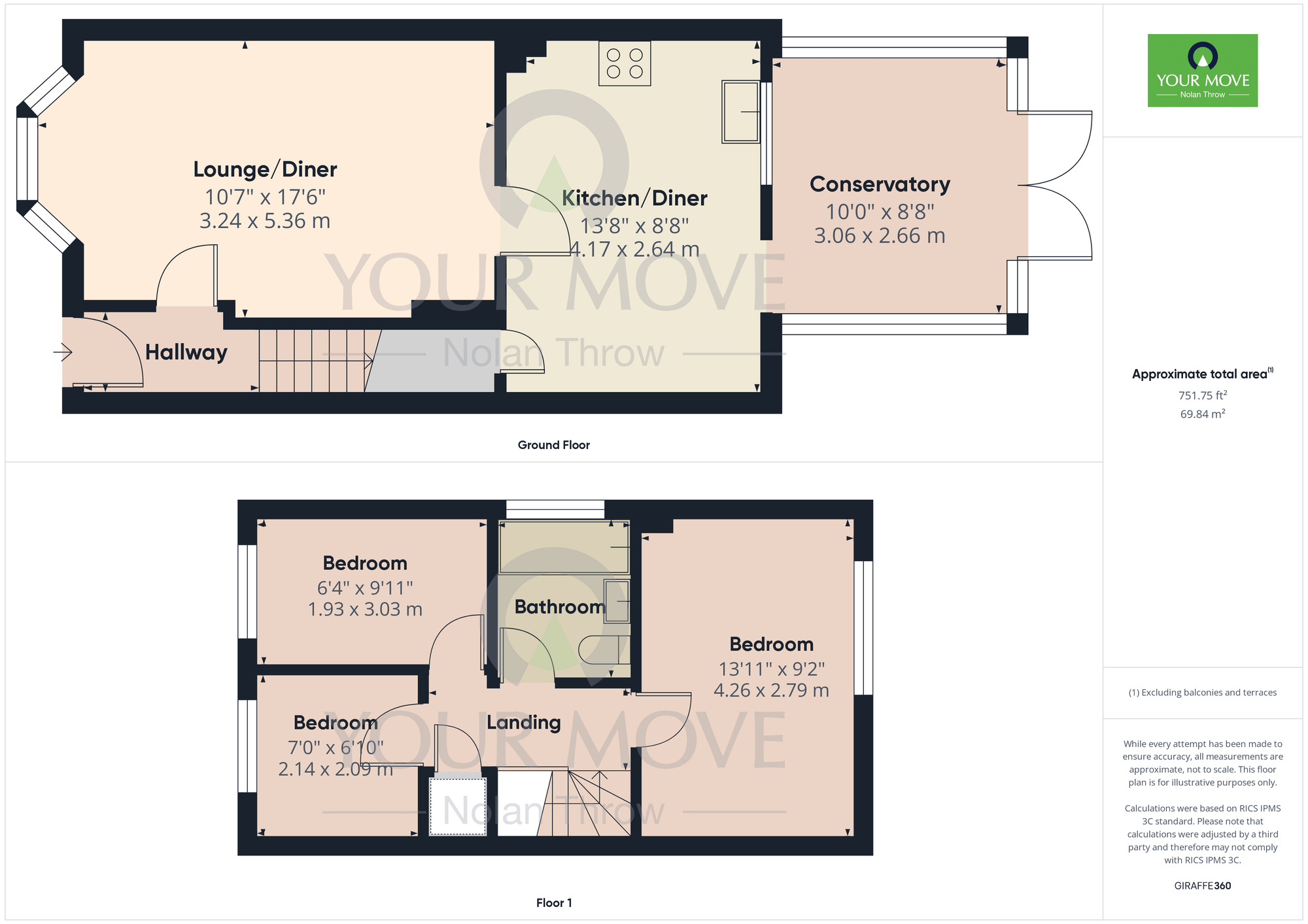 Floorplan of 3 bedroom Semi Detached House for sale, Aldwell Close, Wootton, Northampton, NN4