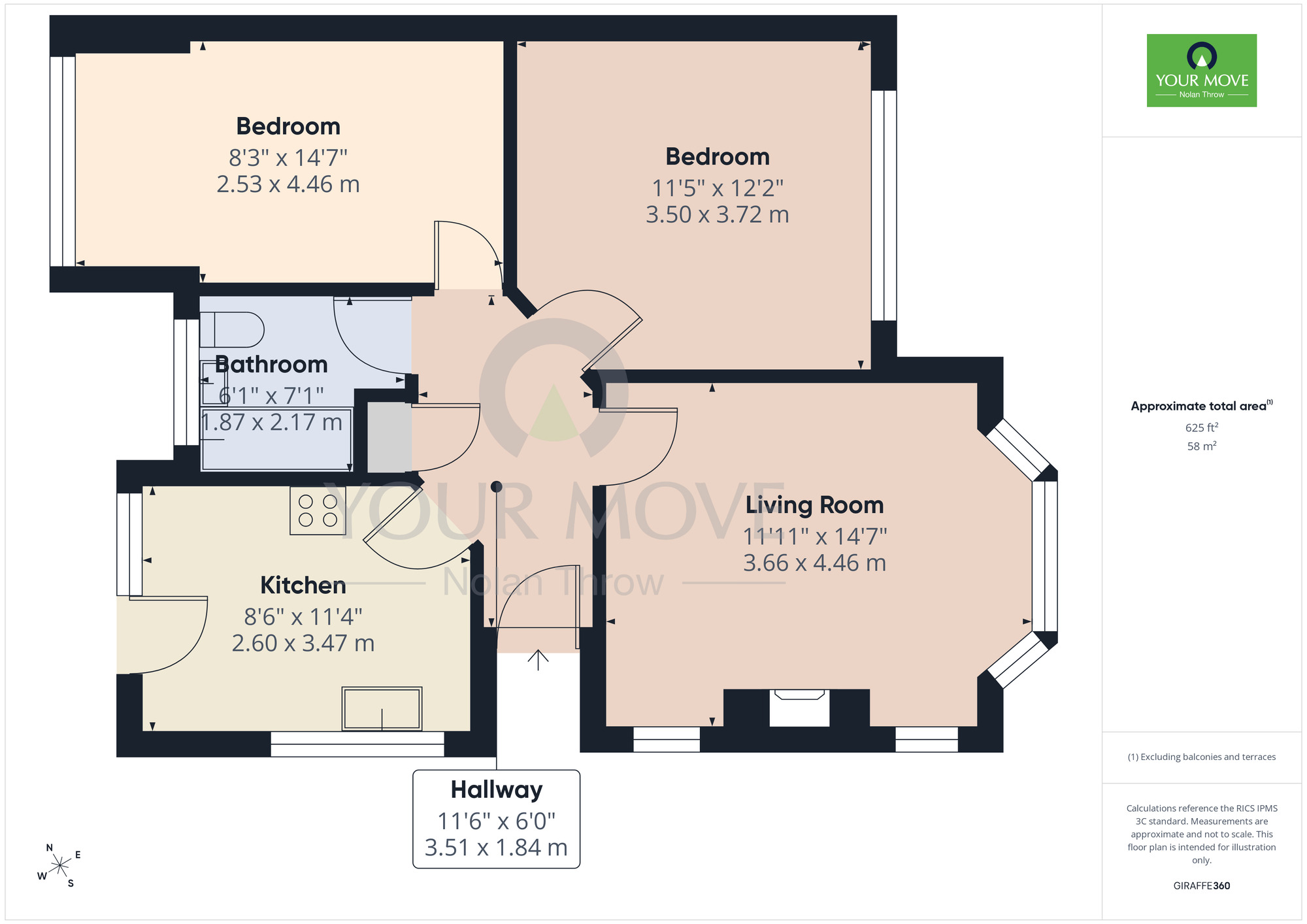Floorplan of 2 bedroom Semi Detached Bungalow for sale, Thornby Drive, Kingsthorpe Village, West Northamptonshire, NN2