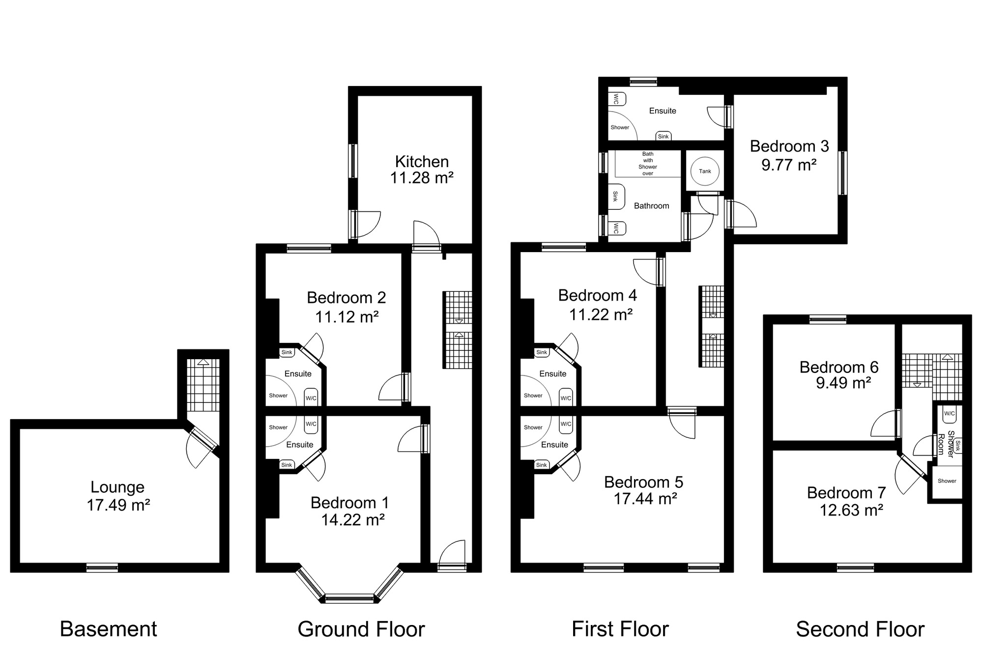 Floorplan of 7 bedroom End Terrace House for sale, Agnes Road, Northampton, Northamptonshire, NN2
