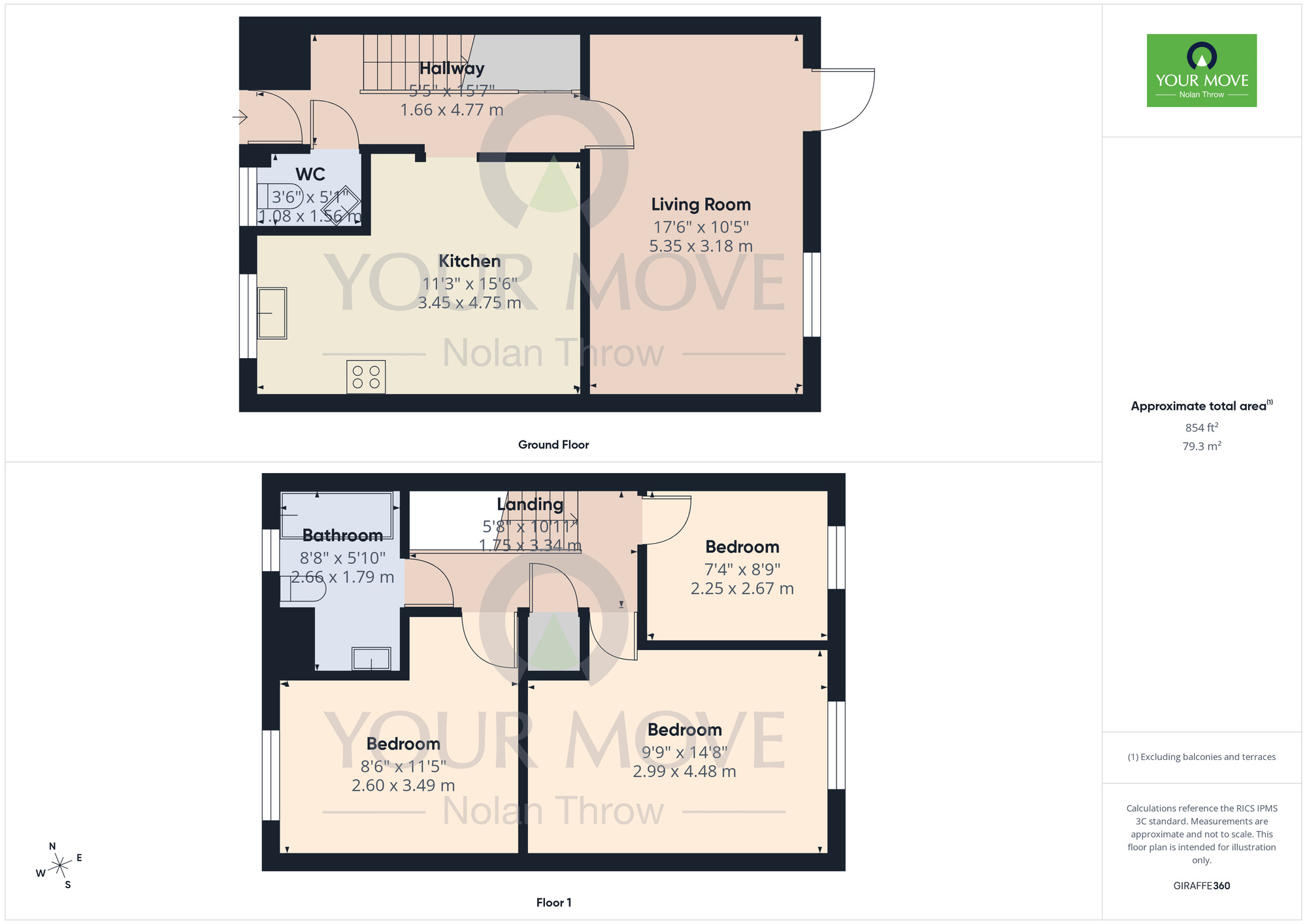 Floorplan of 3 bedroom End Terrace House for sale, Dimock Square, Camp Hill, Northampton, NN4