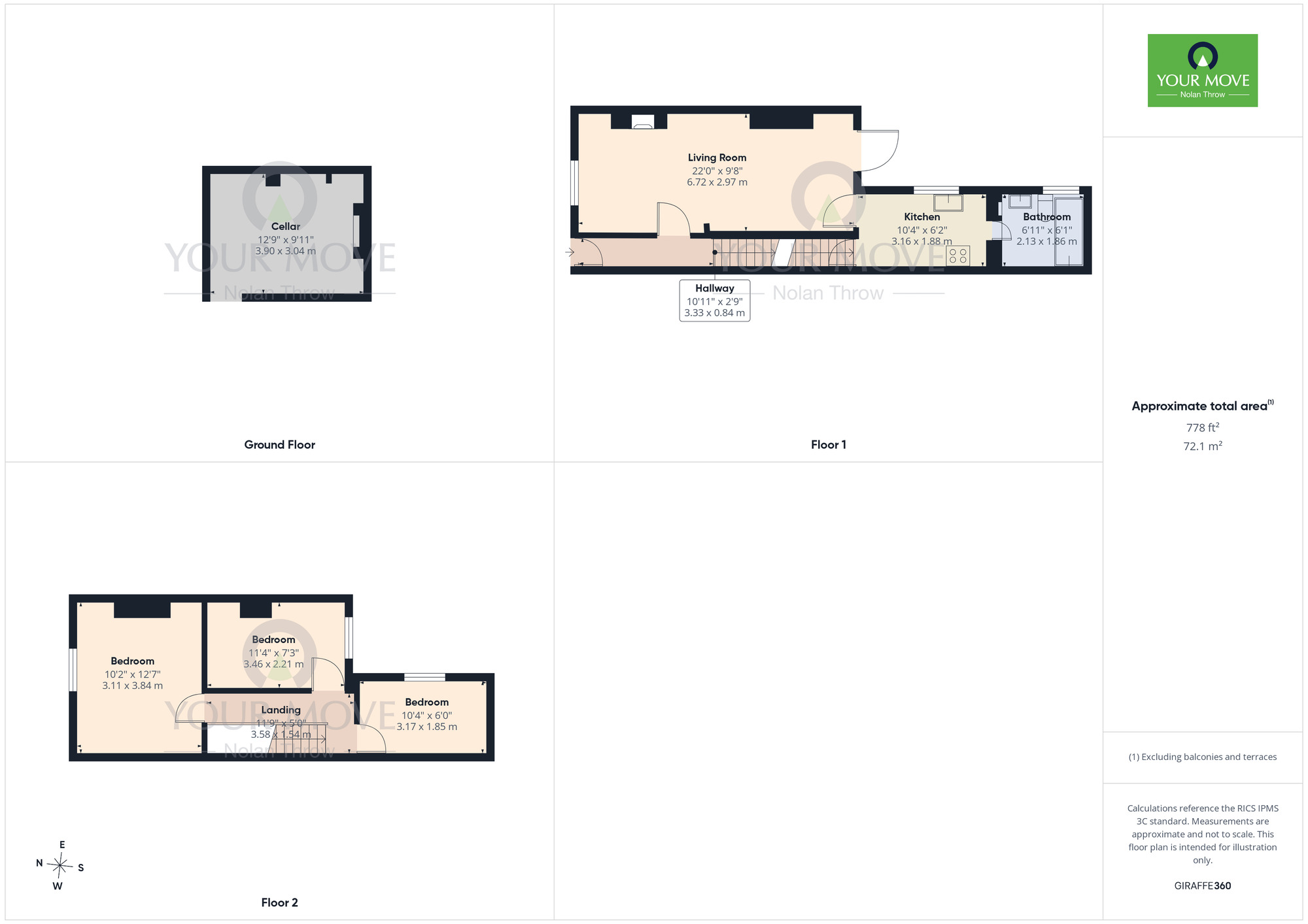 Floorplan of 3 bedroom Mid Terrace House to rent, Brook Street, Northampton, Northamptonshire, NN1