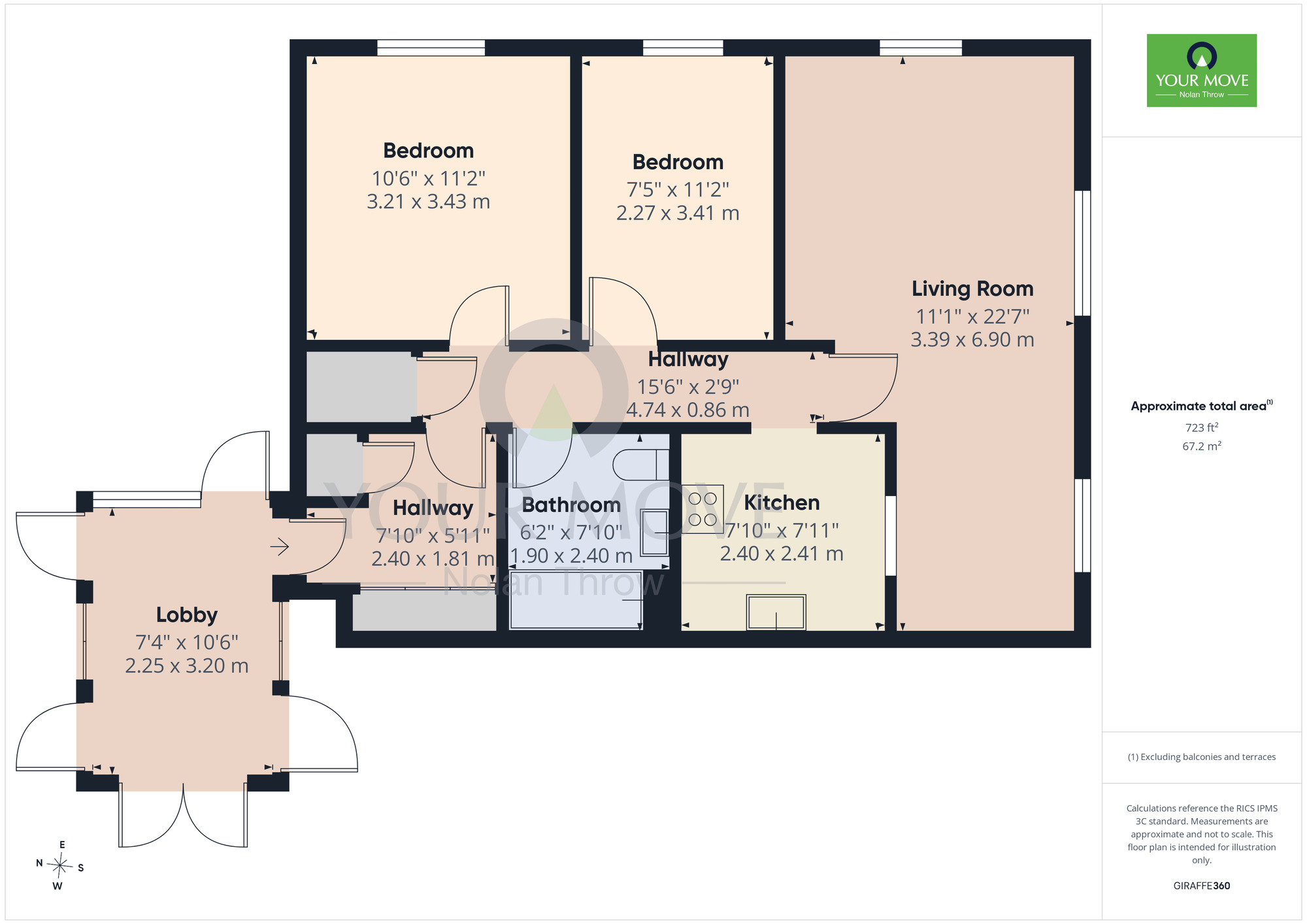 Floorplan of 2 bedroom Flat for sale, Latymer Court, Northampton, Northamptonshire, NN1