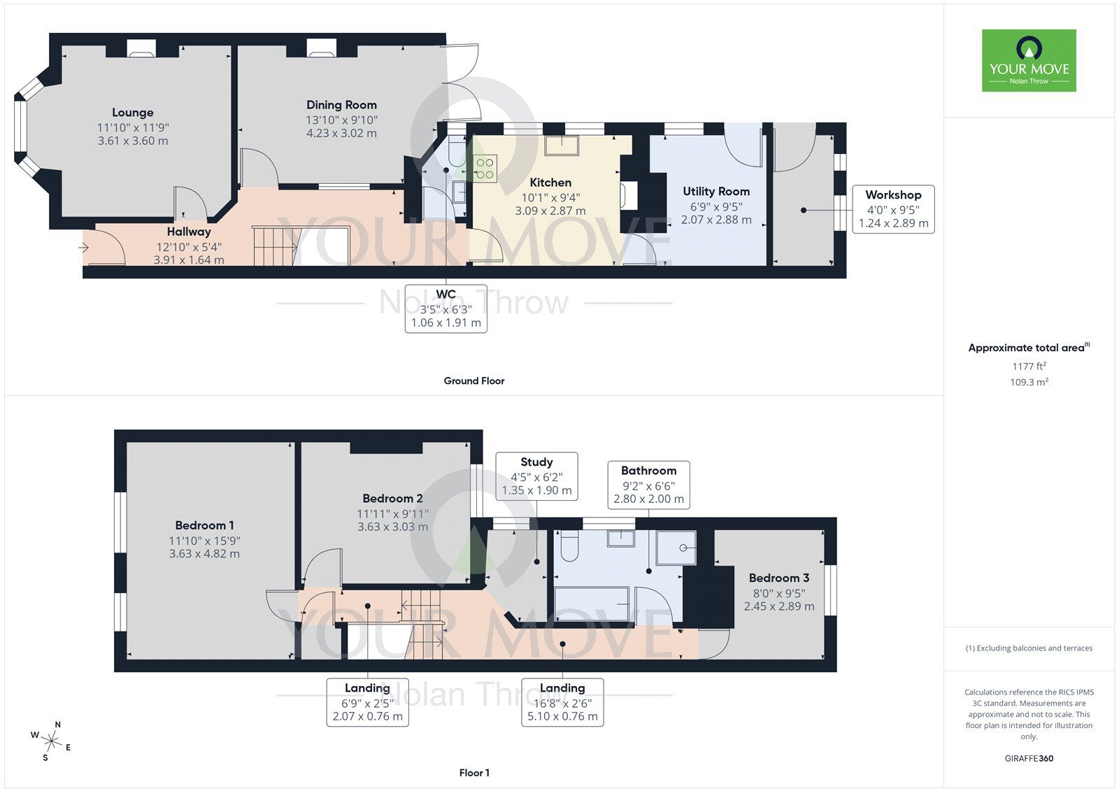 Floorplan of 3 bedroom End Terrace House for sale, Tennyson Road, Kettering, Northamptonshire, NN16