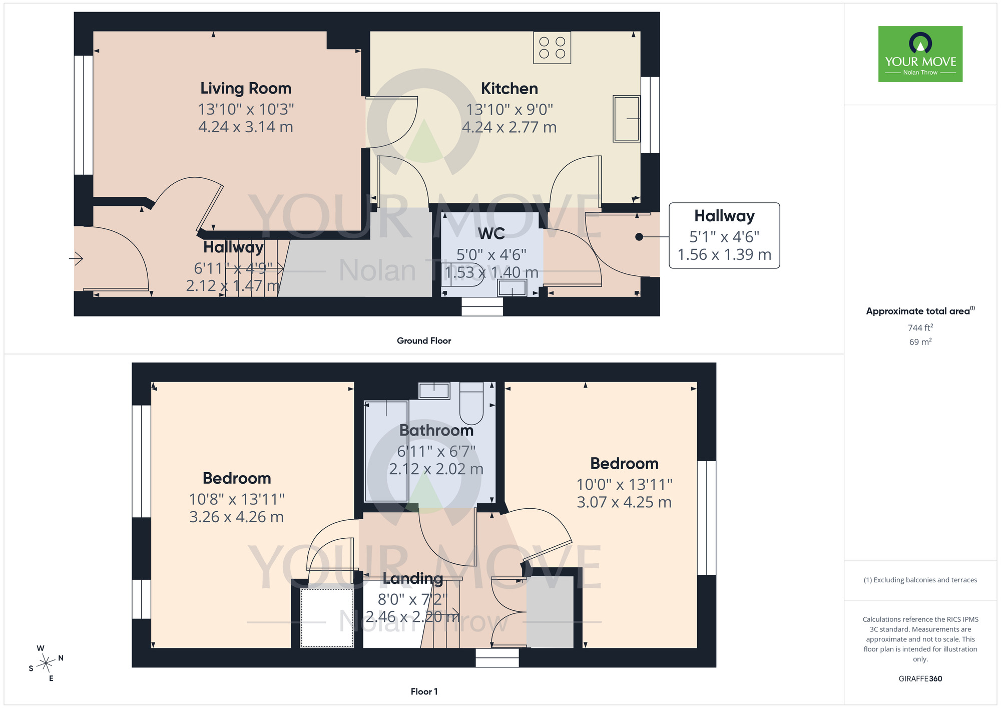 Floorplan of 2 bedroom End Terrace House for sale, University Close, Northampton, Northamptonshire, NN2