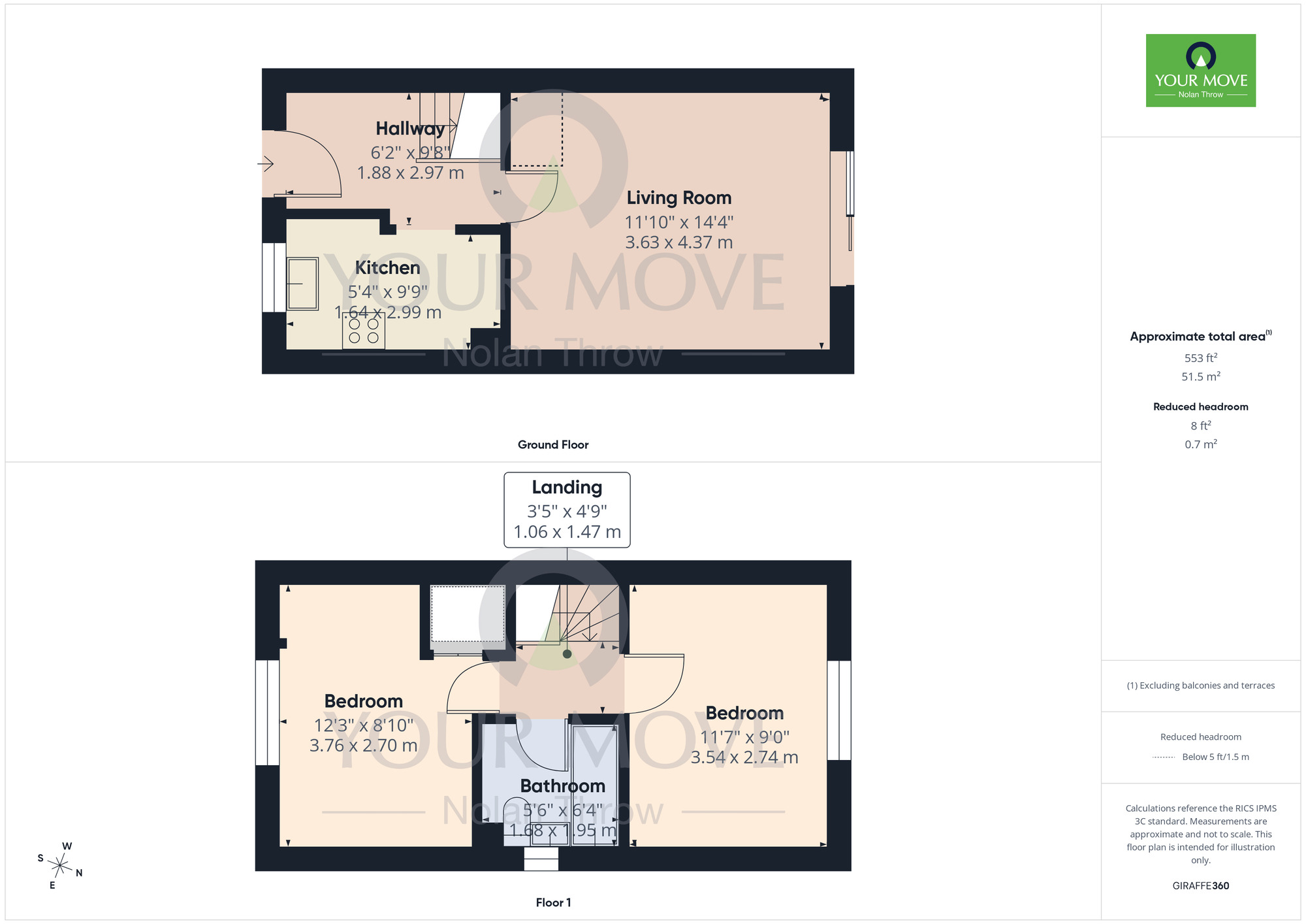 Floorplan of 2 bedroom Semi Detached House for sale, Longleat Court, East Hunsbury, Northamptonshire, NN4