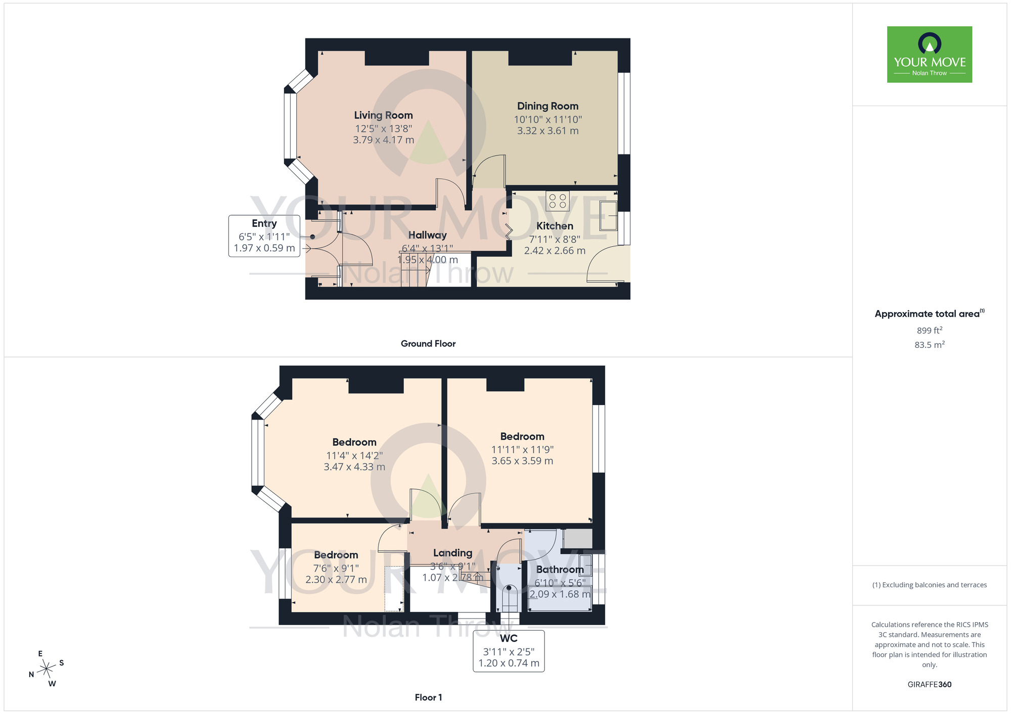 Floorplan of 3 bedroom Semi Detached House for sale, Gloucester Avenue, Delapre, Northampton, NN4